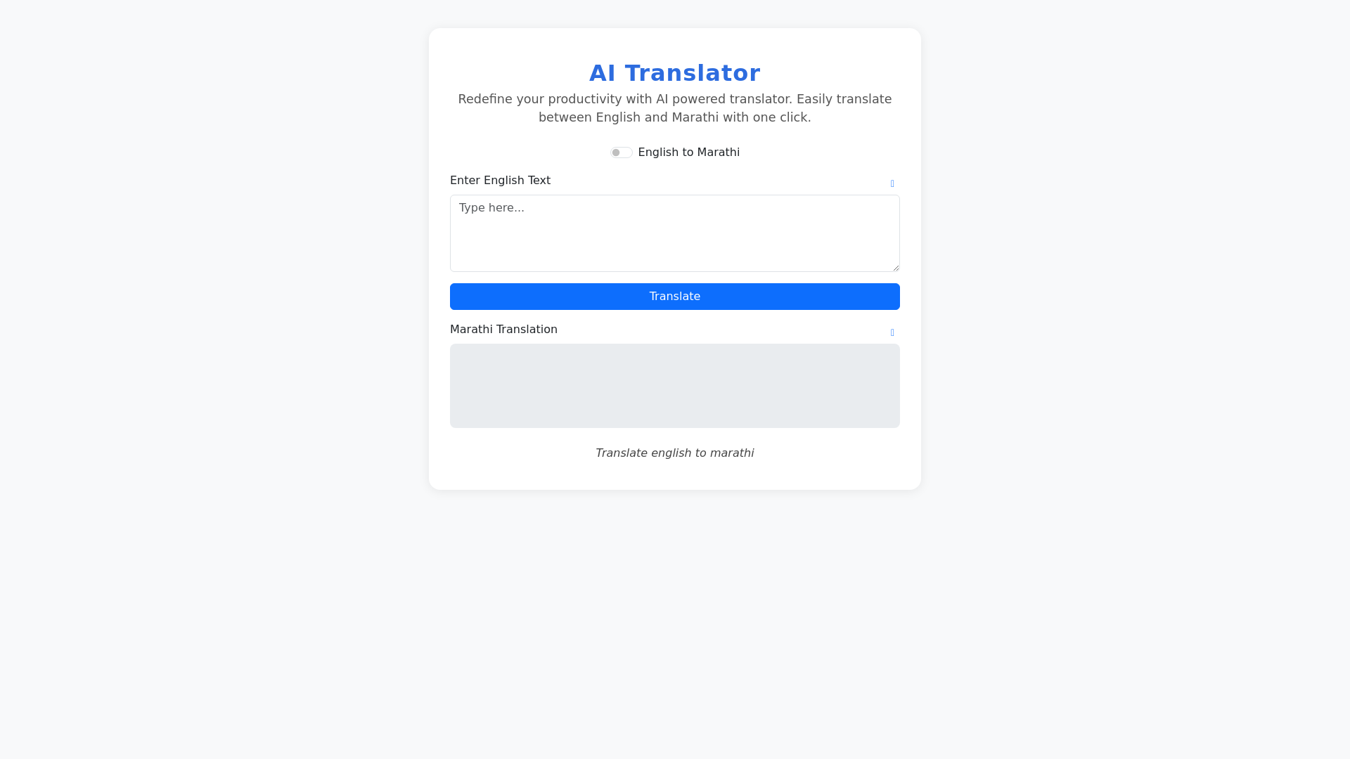 website screenshot of https://englishtomarathi.online/