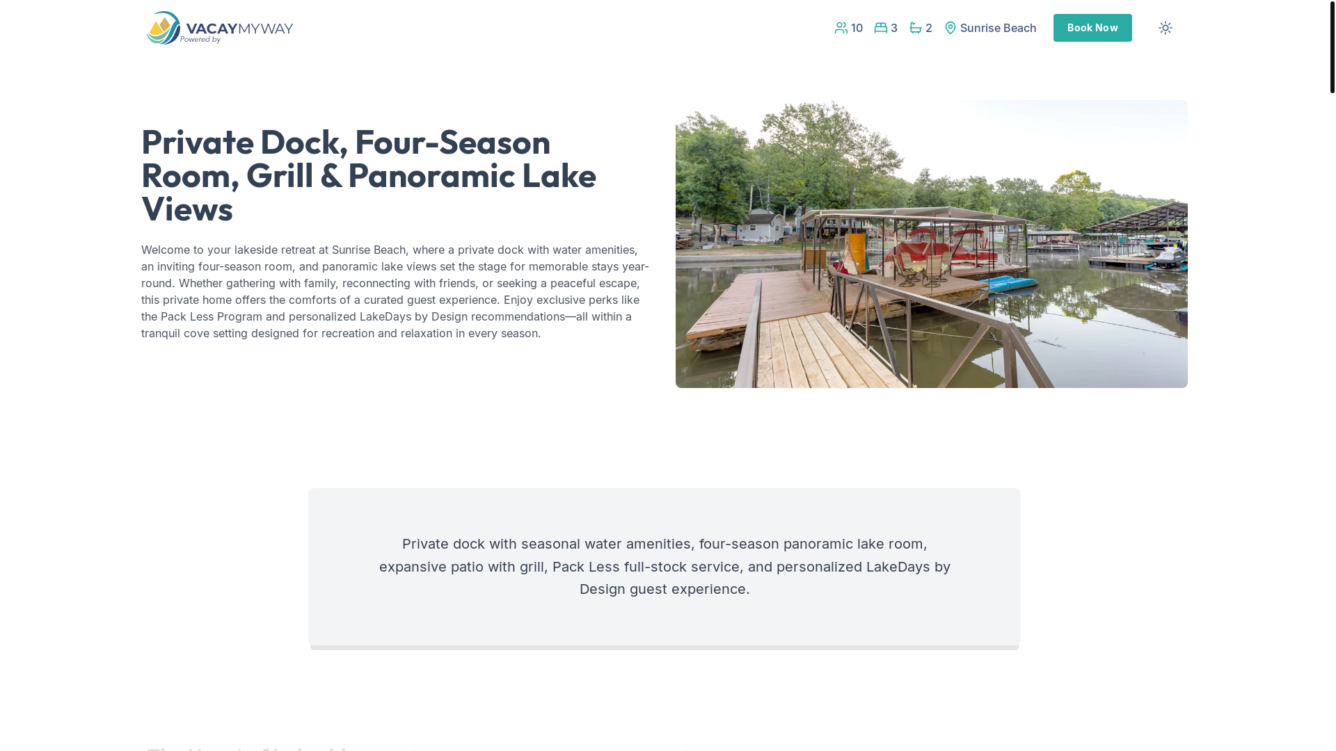 website screenshot of https://lakeviewdock.house/
