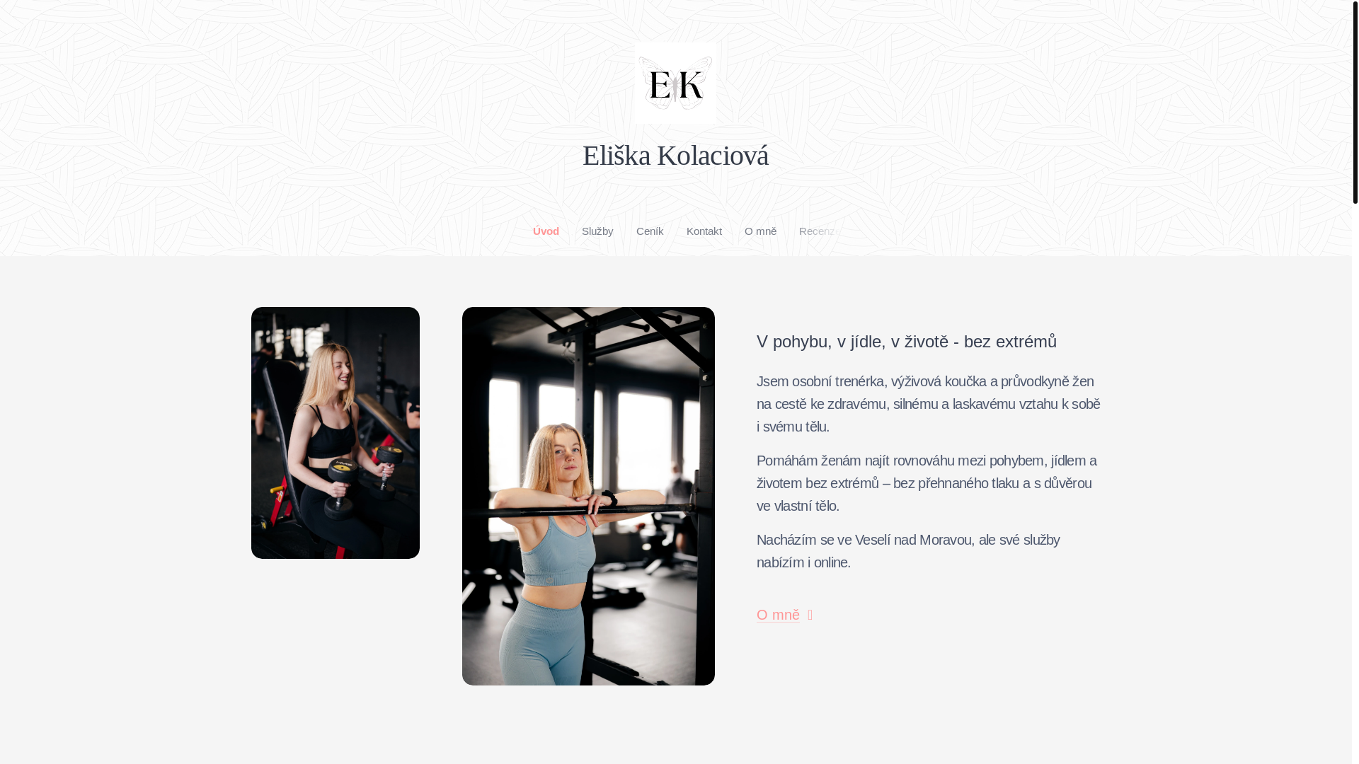 website screenshot of https://eliskakolaciova.cz/
