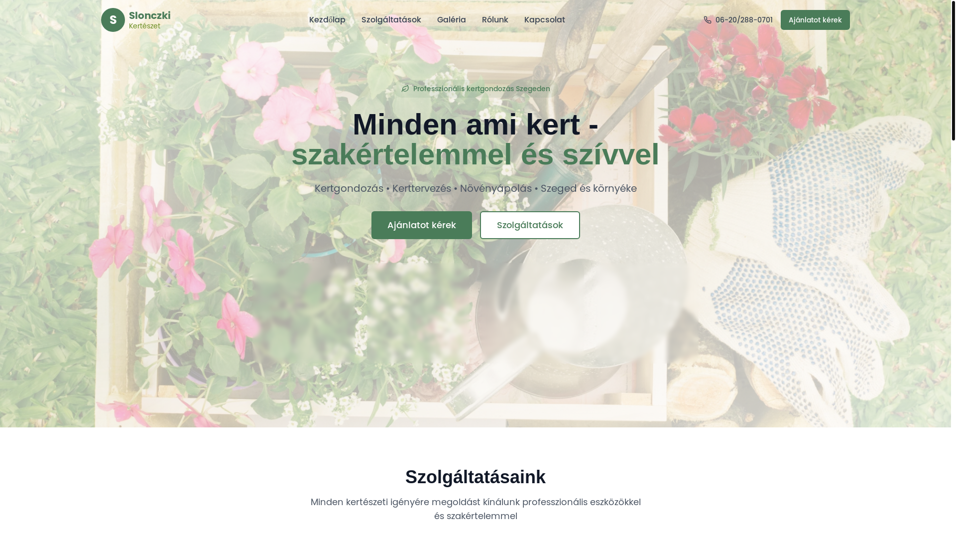 website screenshot of https://slonczki-gardener.hu/