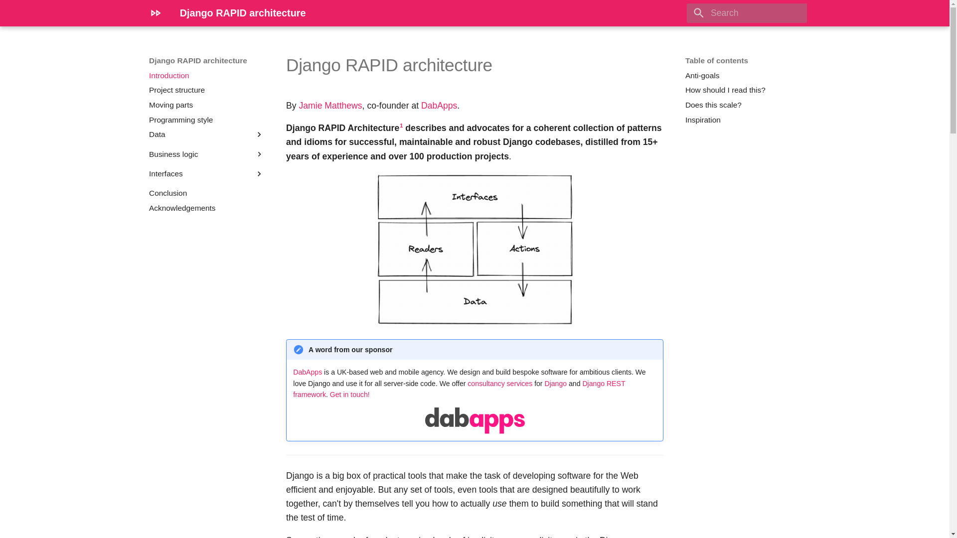 website screenshot of https://django-rapid-architecture.org/