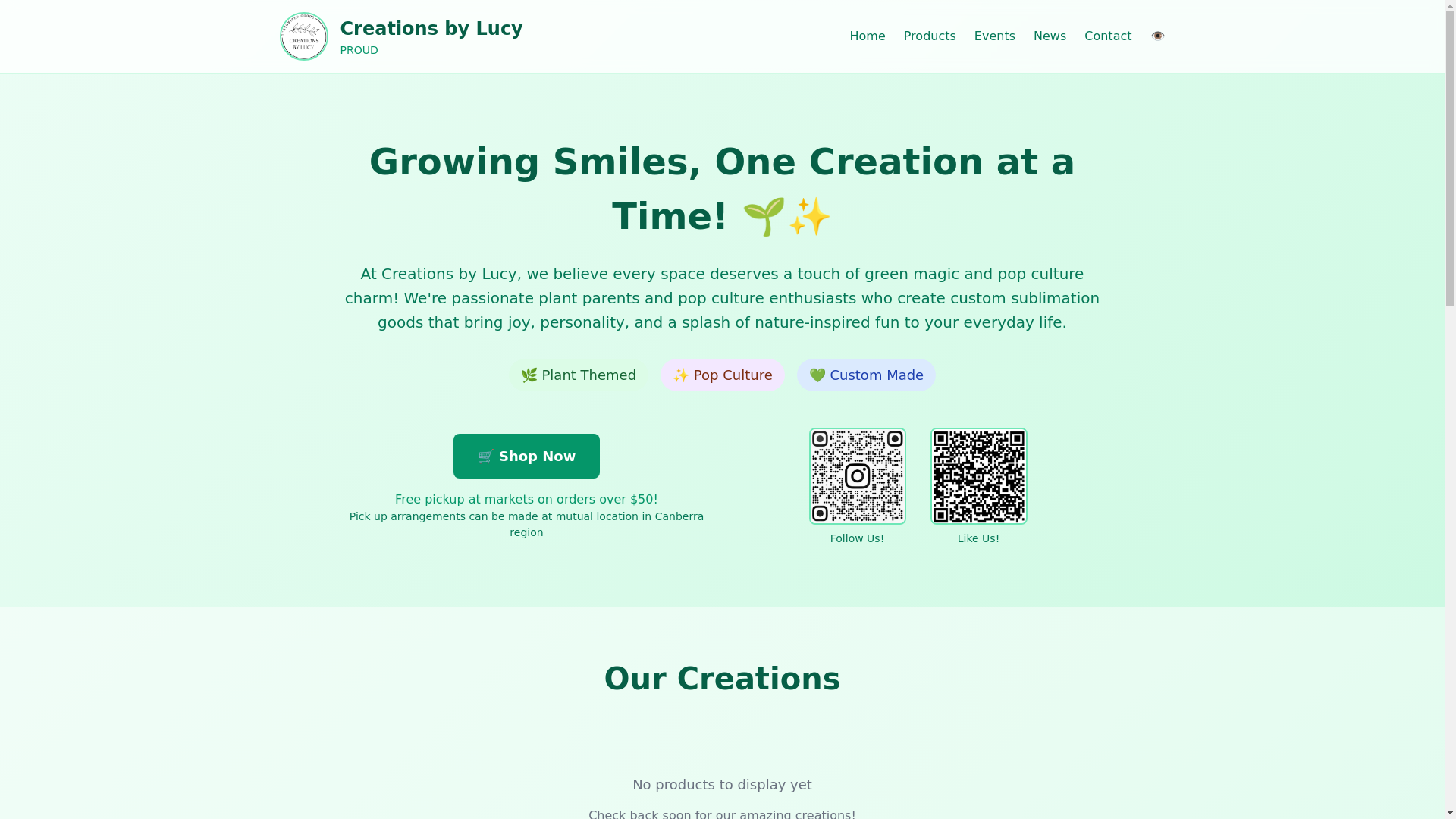 website screenshot of https://creations-by-lucy-proud.pages.dev/