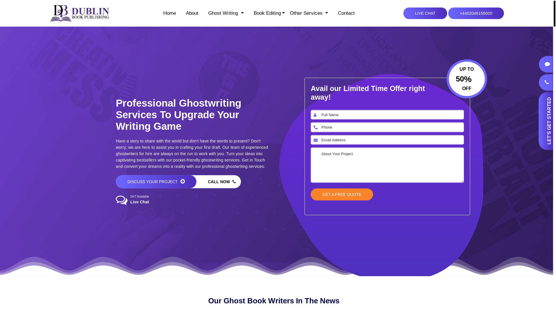 website screenshot of https://dublinbookpublishing.com/