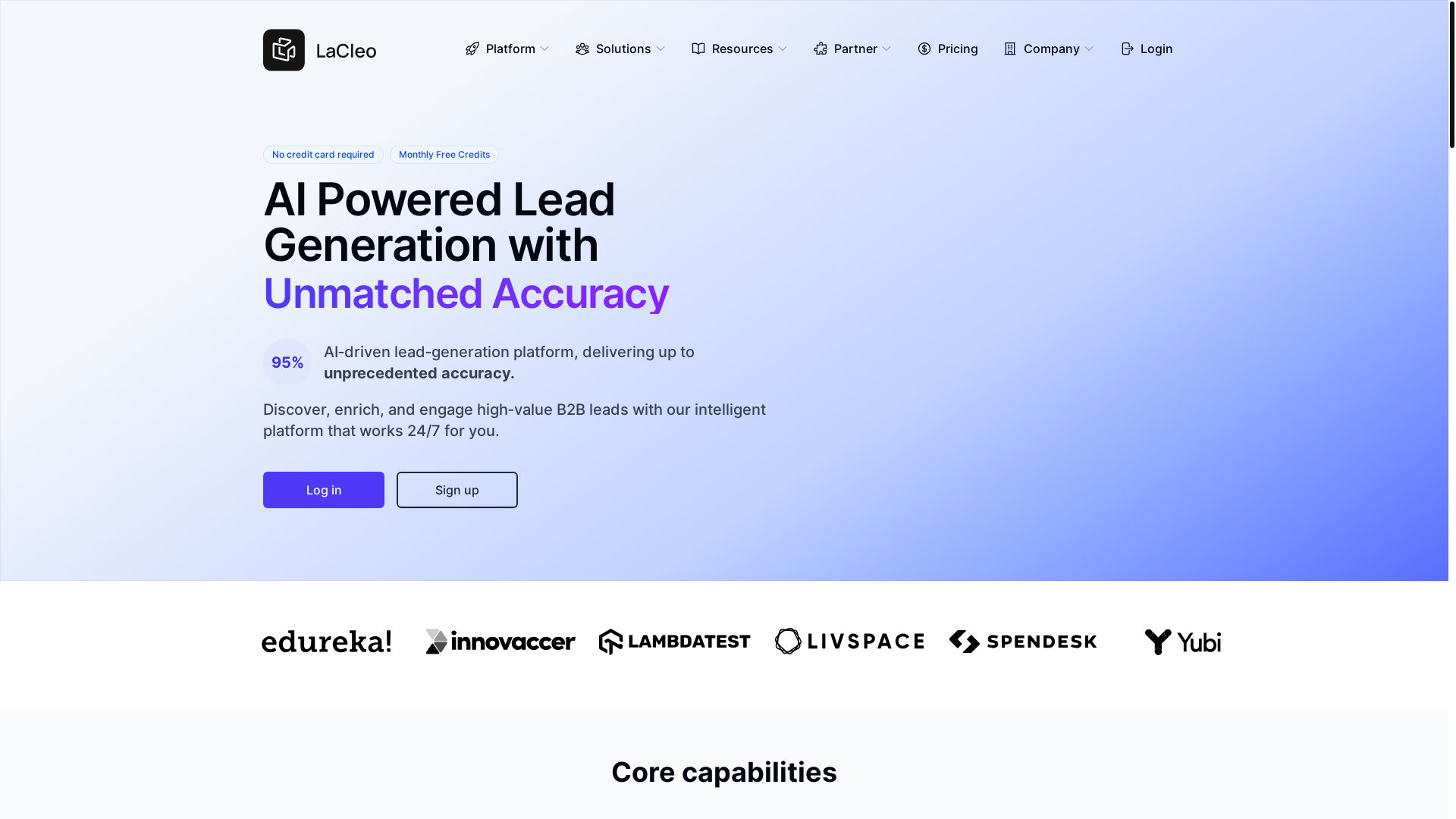 website screenshot of https://lacleoai-website-staging.pages.dev/