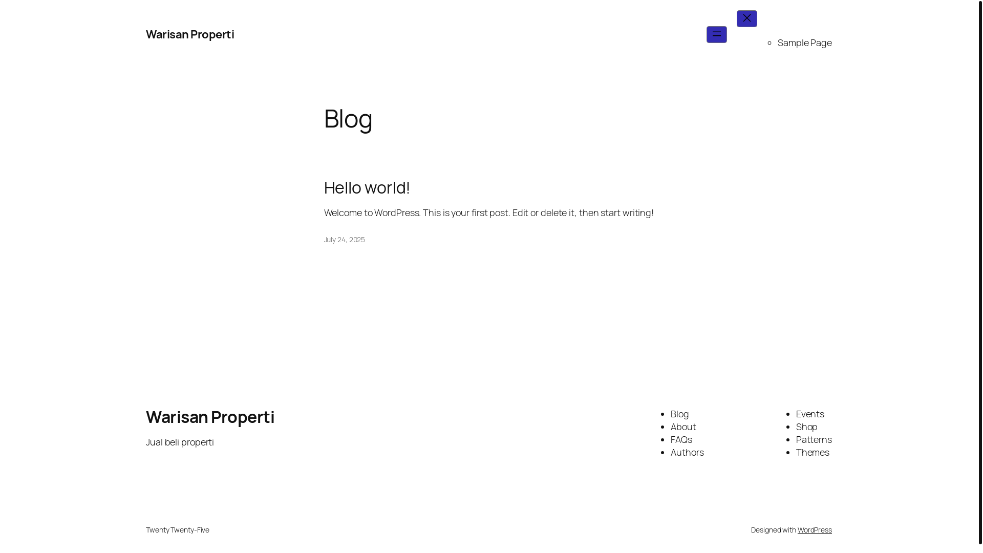 website screenshot of https://warisanproperti.com/
