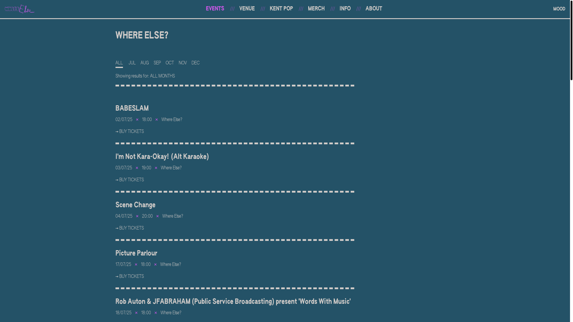 website screenshot of https://whereelse.space/