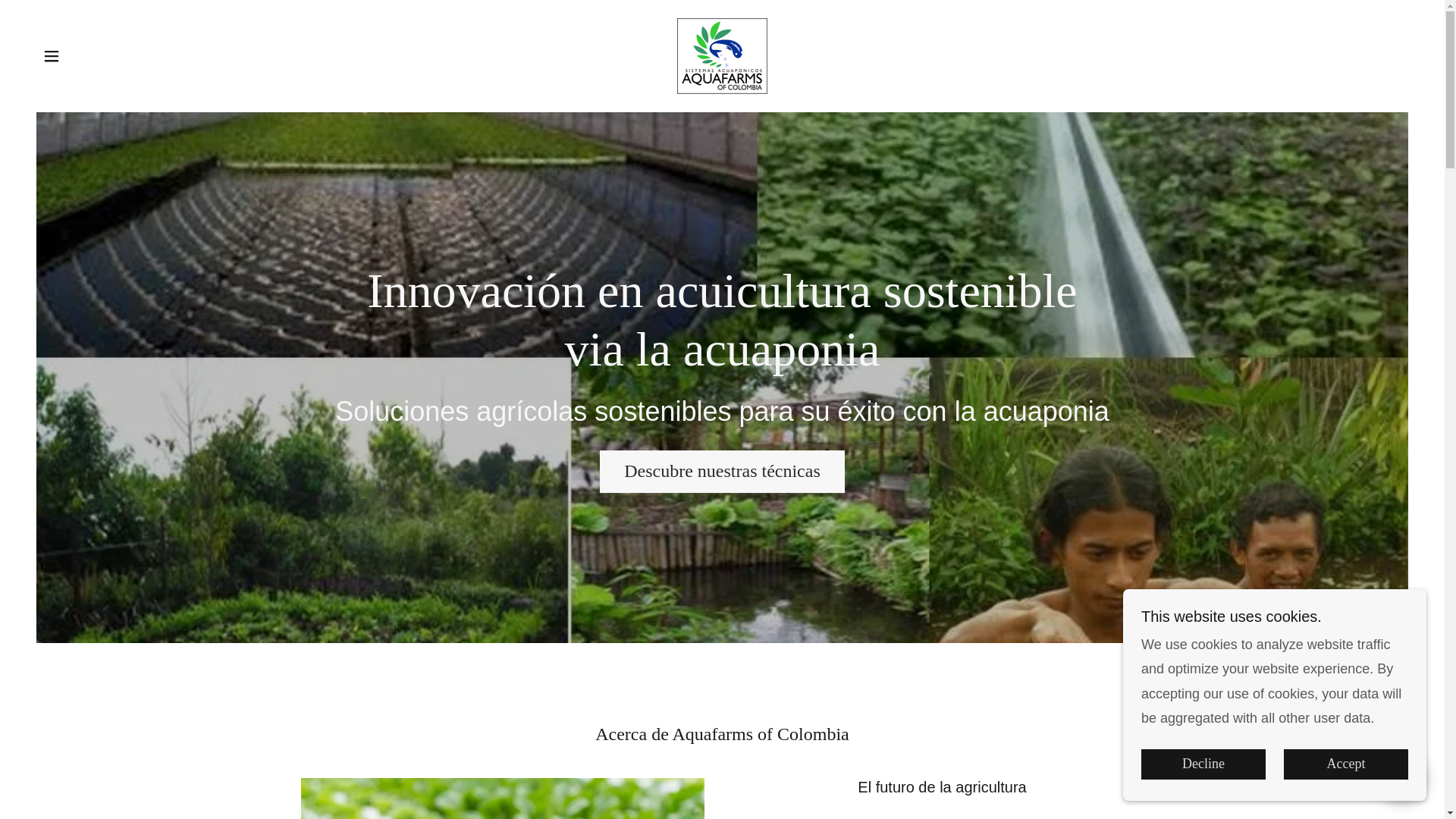 website screenshot of https://aquafarmsofcolombia.com/