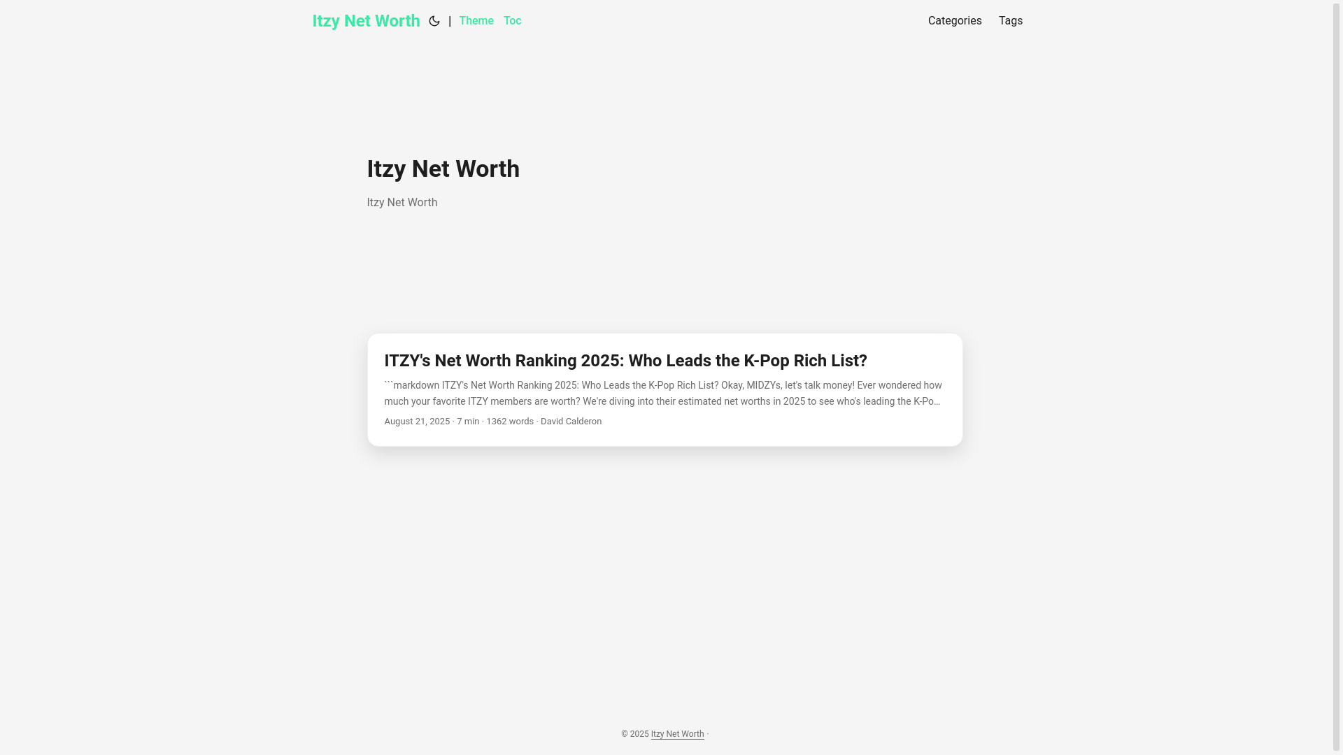 website screenshot of https://itzy-net-worth.pages.dev/