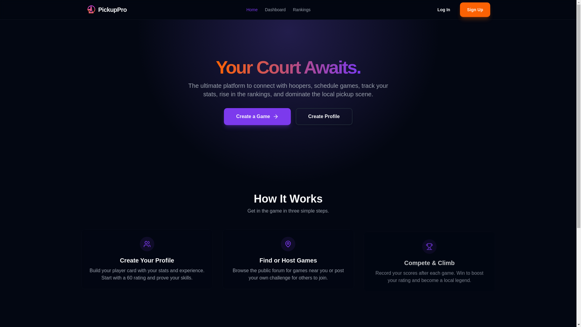 website screenshot of https://pickuppro.live/