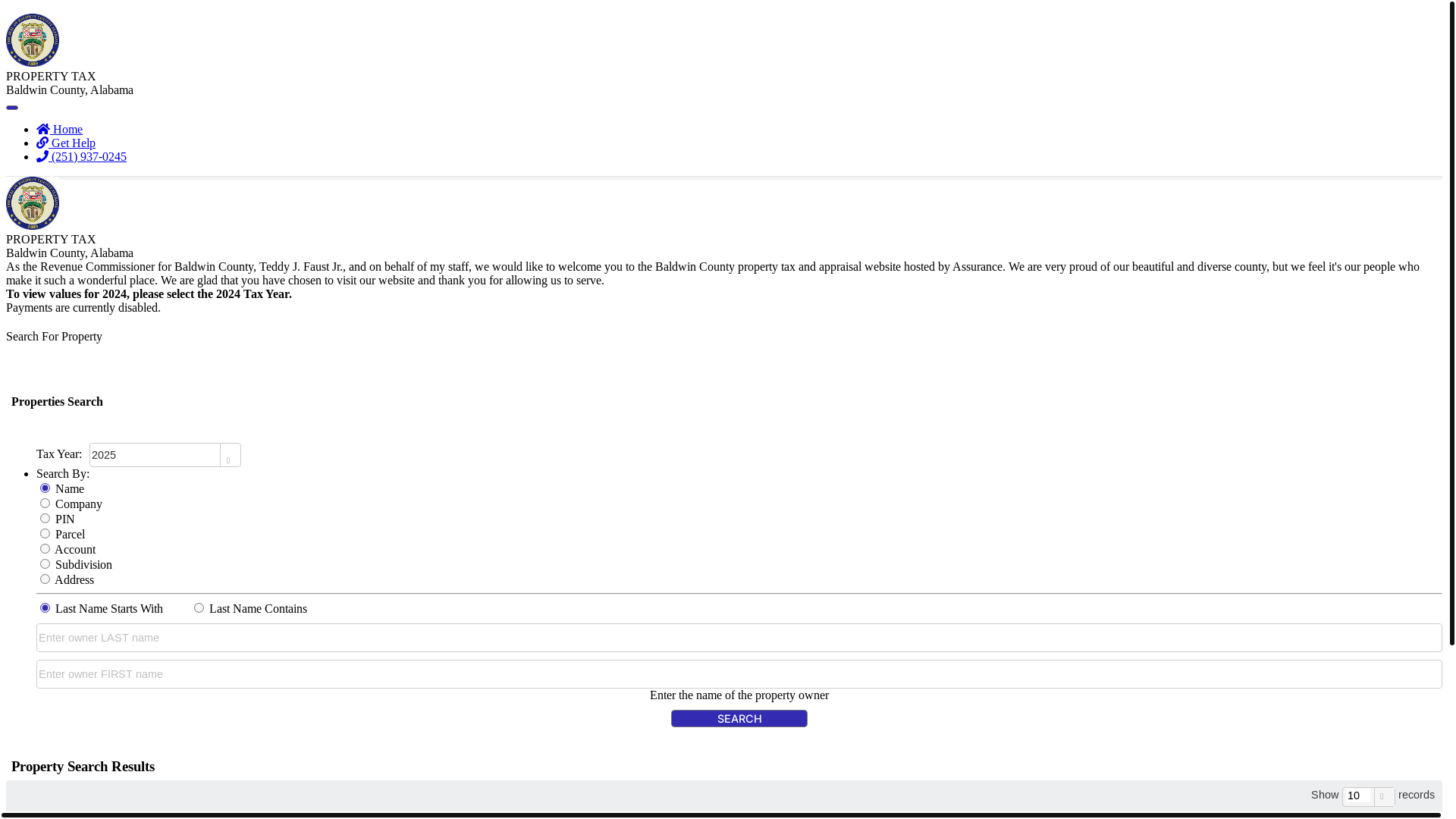 website screenshot of https://baldwinproperty.countygovservices.com/
