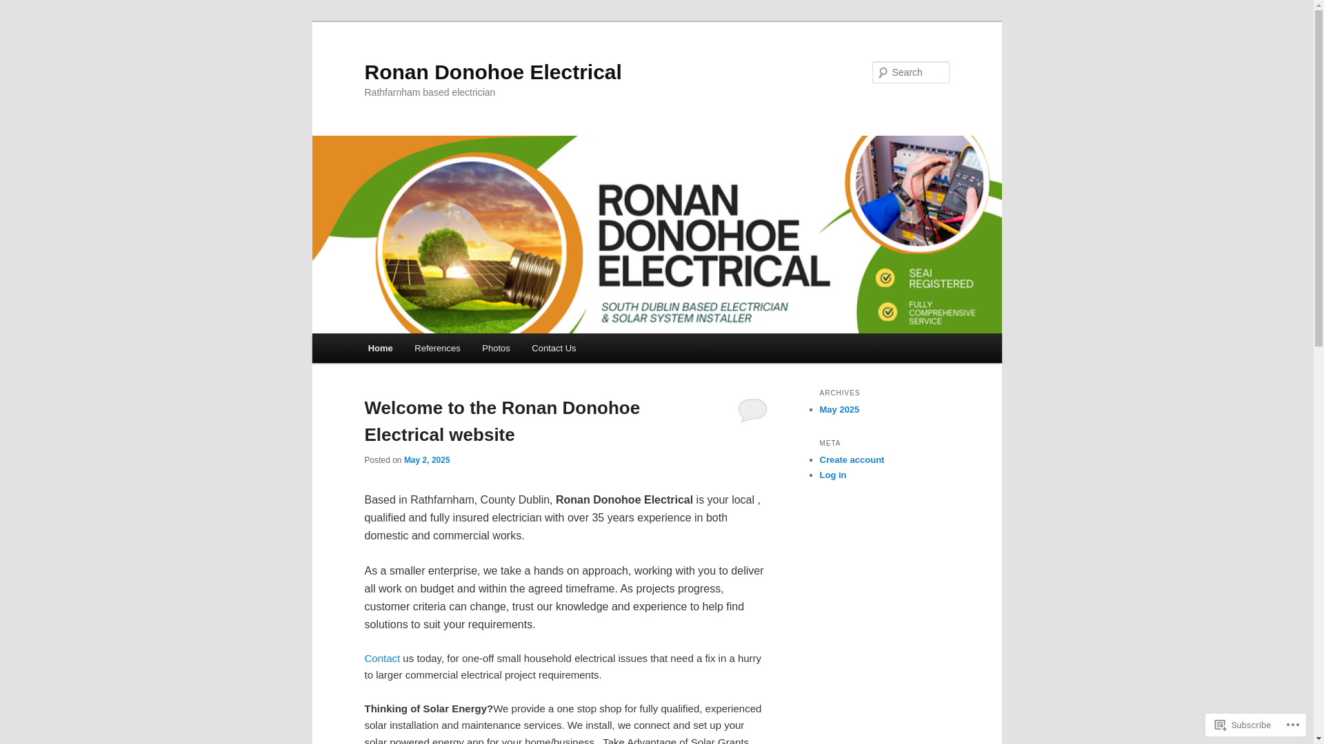 website screenshot of https://ronandonohoeelectrical.com/