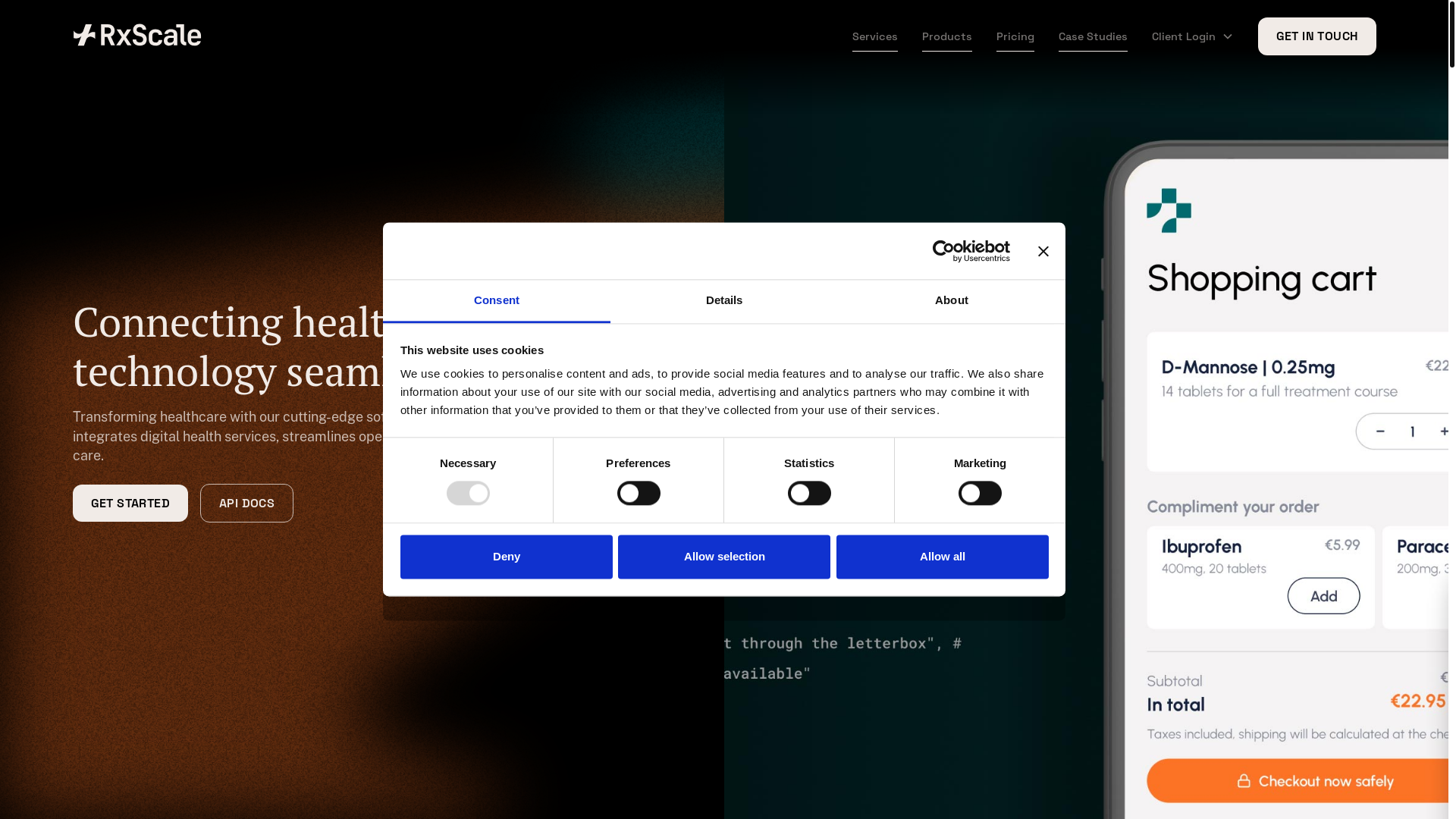 website screenshot of https://rxscale.eu/