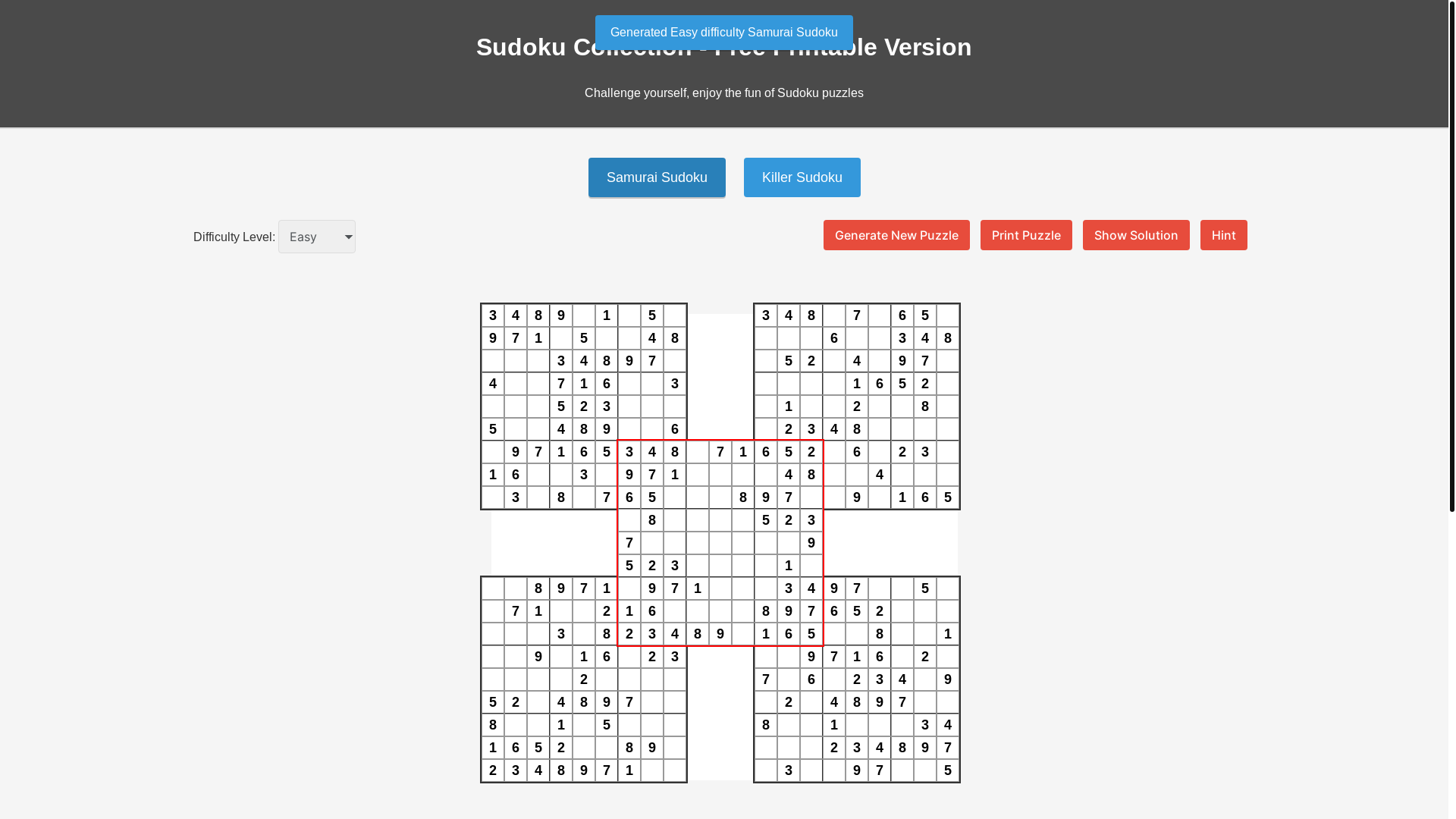 website screenshot of https://samuraisudoku.pages.dev/