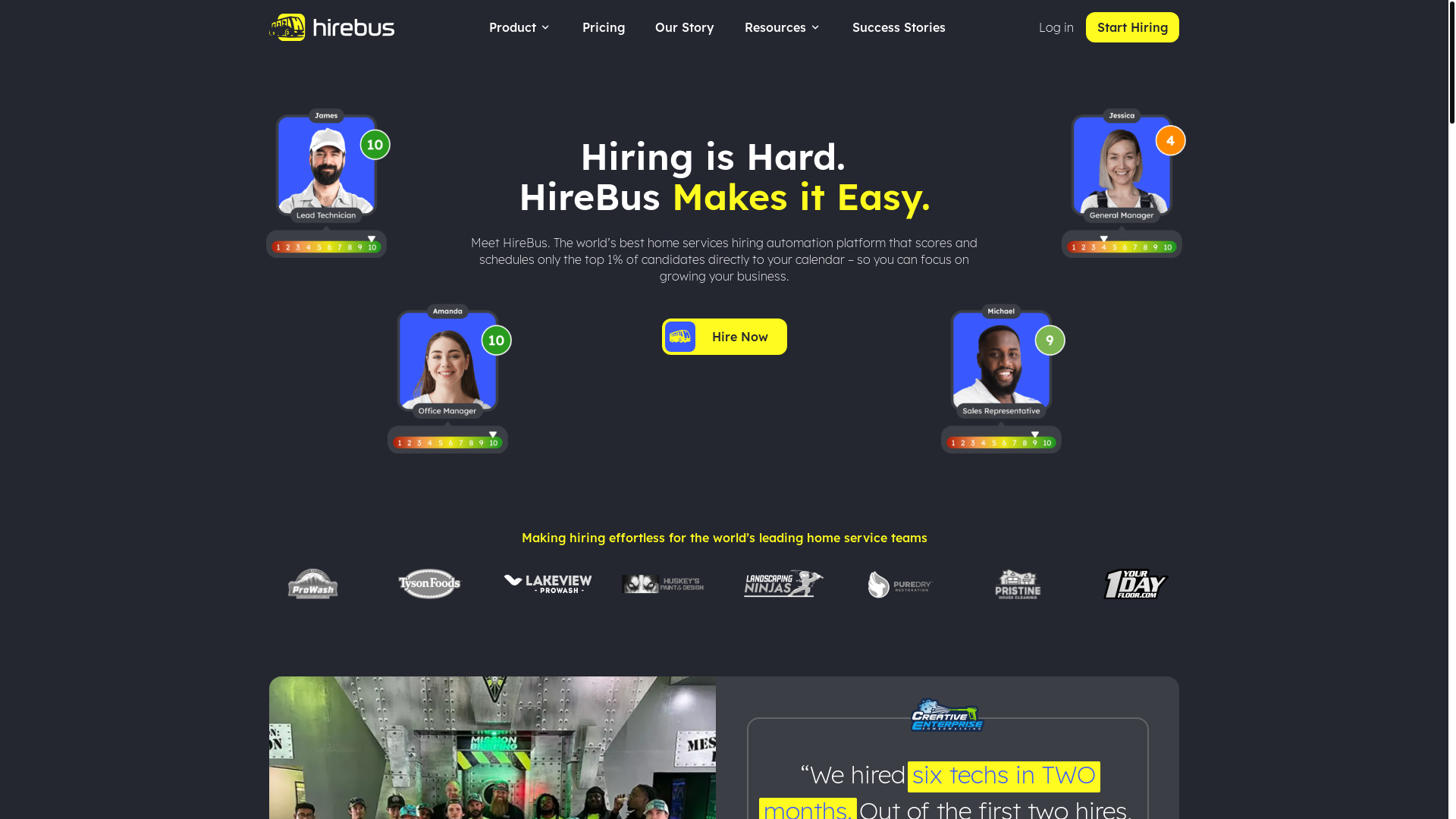 website screenshot of https://hirerockstarcrews.com/