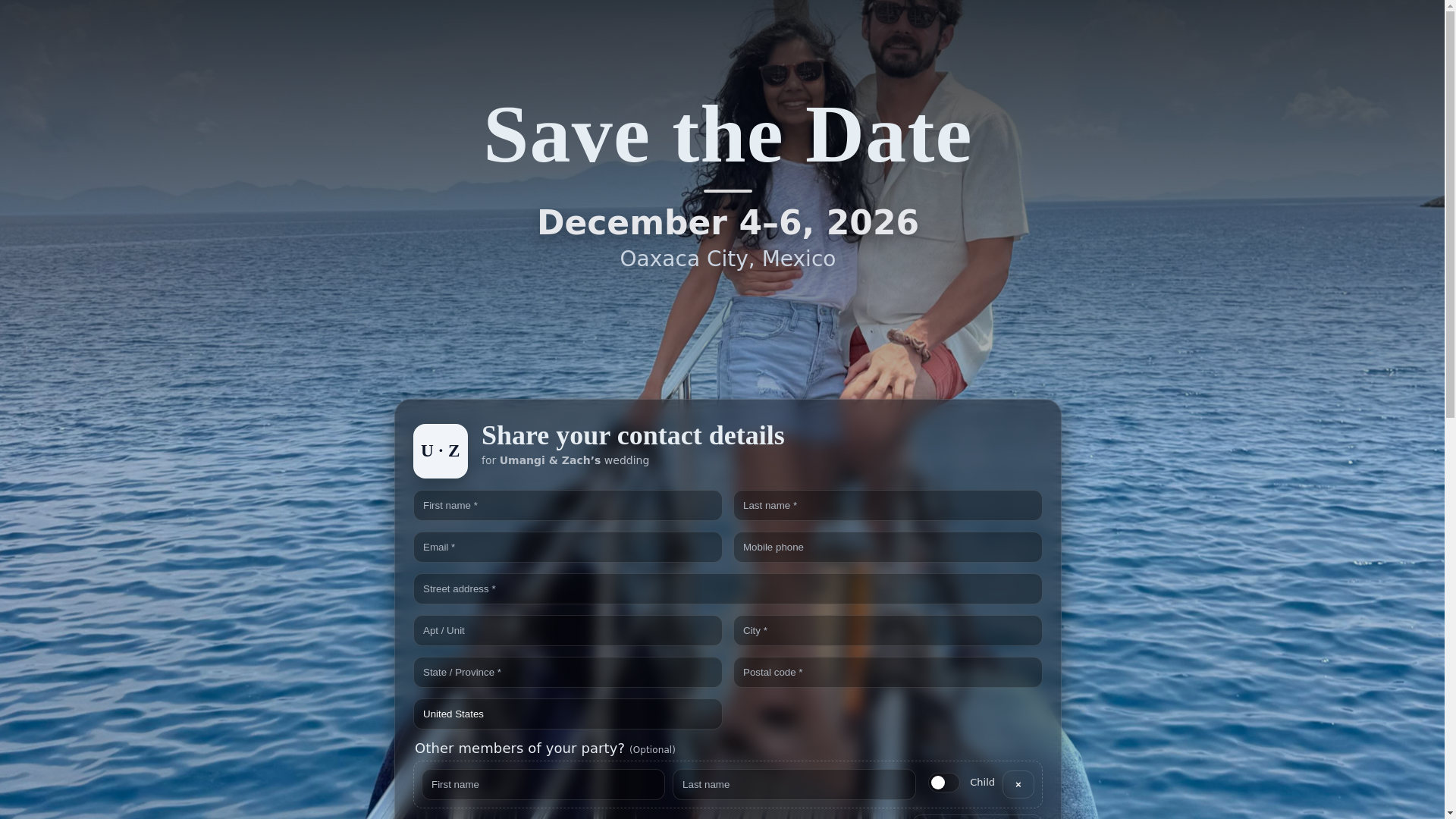 website screenshot of https://umangiandzach.love/