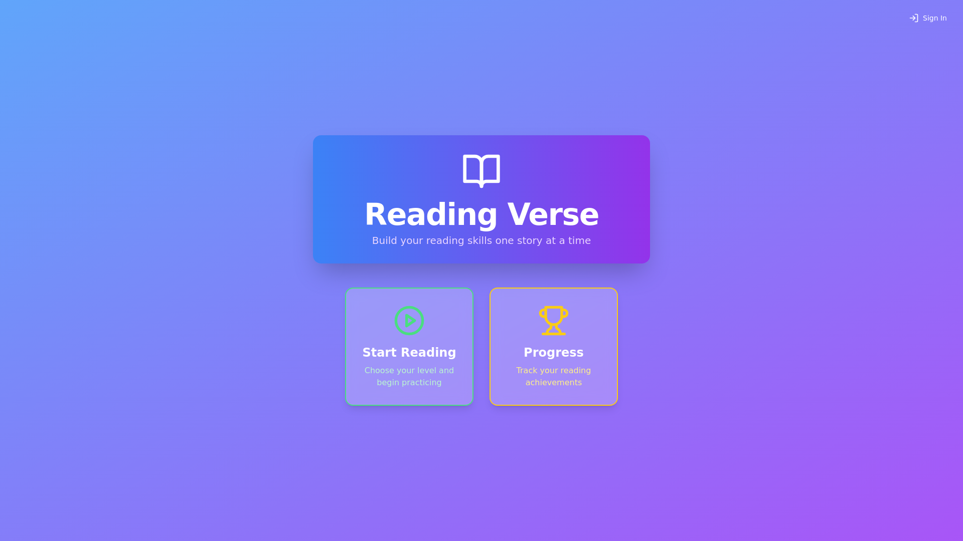 website screenshot of https://readingverse.fun/