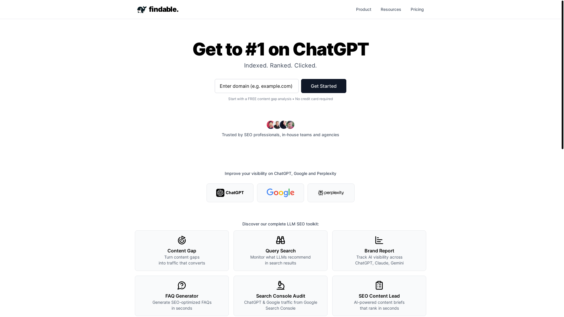 website screenshot of https://findableapp.com/