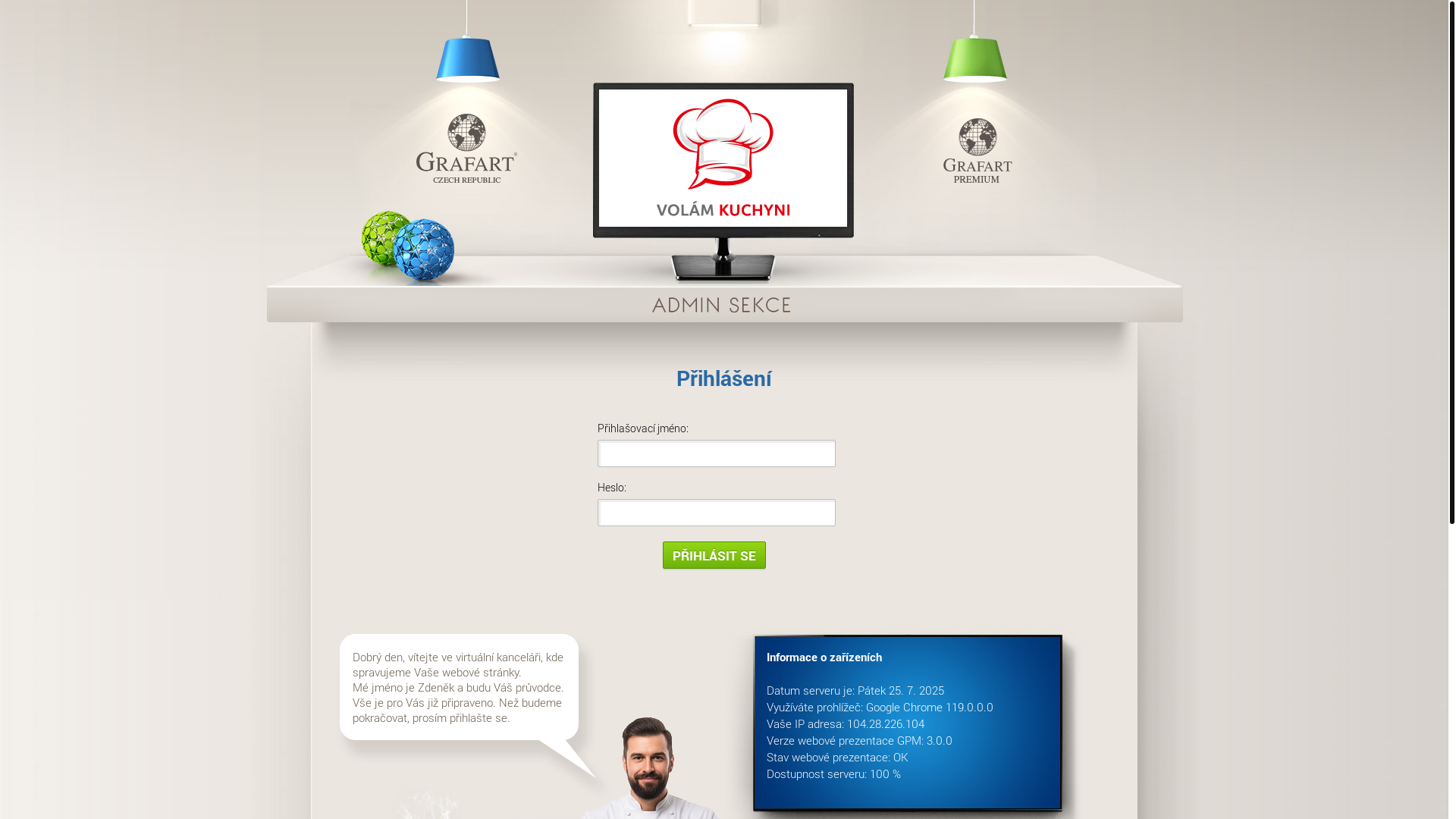 website screenshot of https://volamkuchyni.cz/