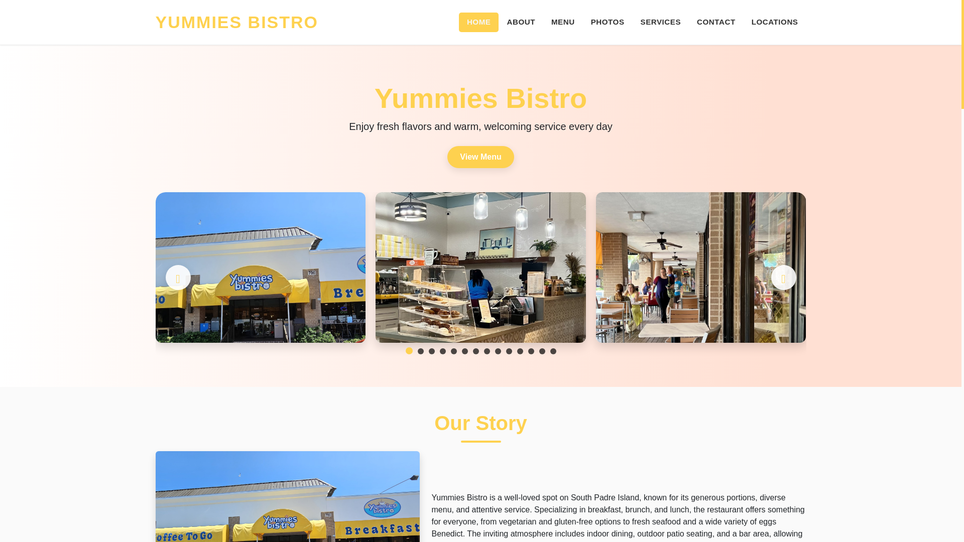 website screenshot of https://yummies-bistro-website.pages.dev/