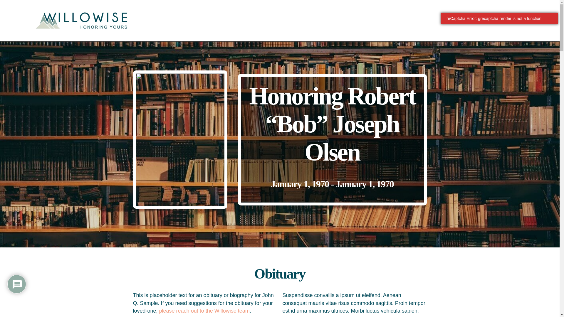 website screenshot of https://honoringbobolsen.com/