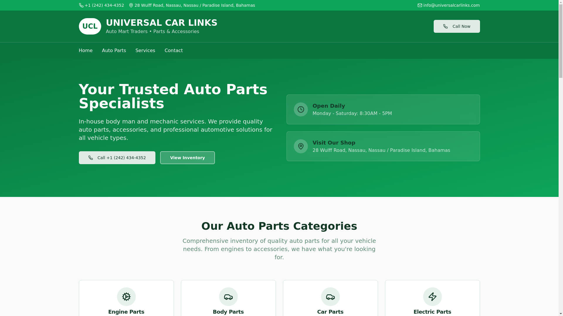 website screenshot of https://universalcarlinks.com/