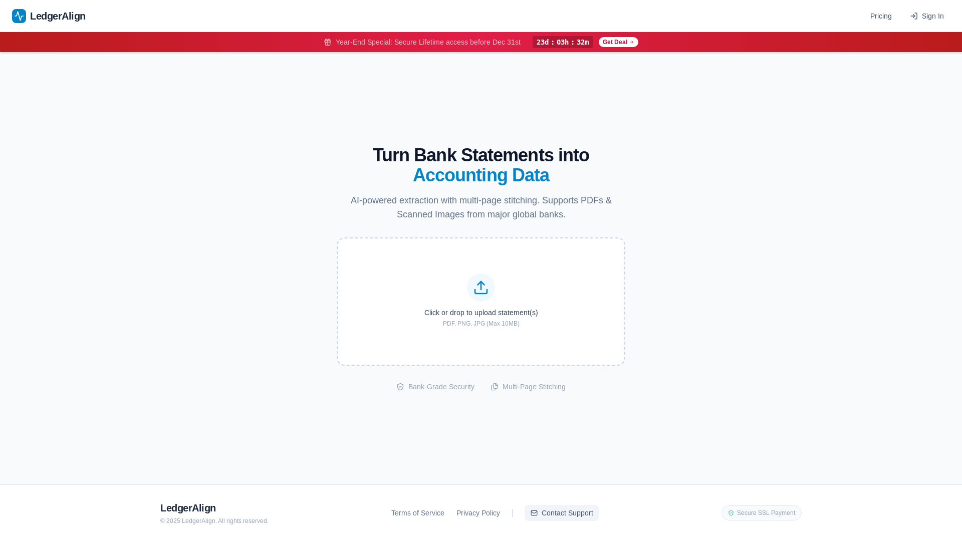 website screenshot of https://ledgeralign.online/