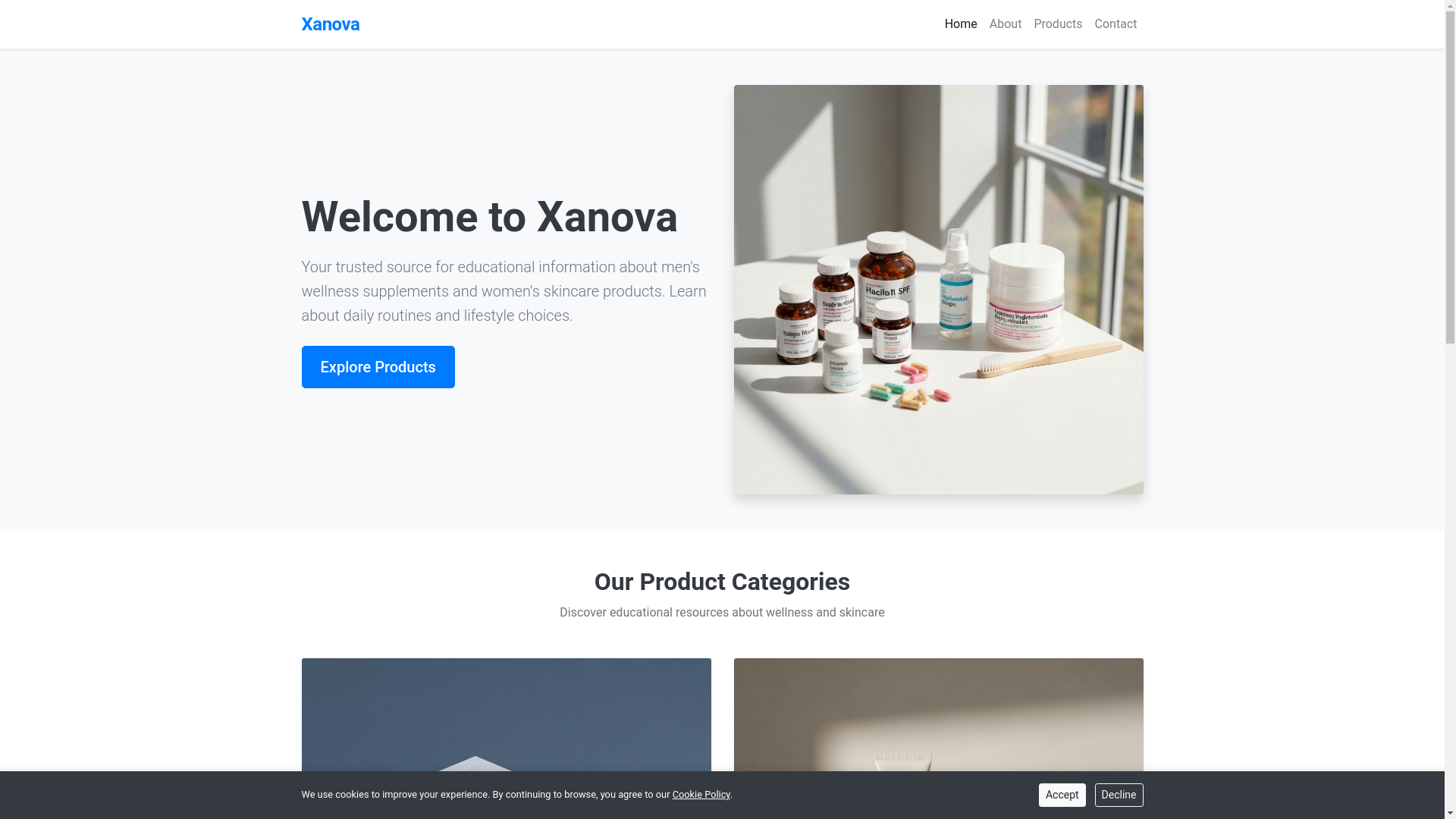 website screenshot of https://xanovala.info/