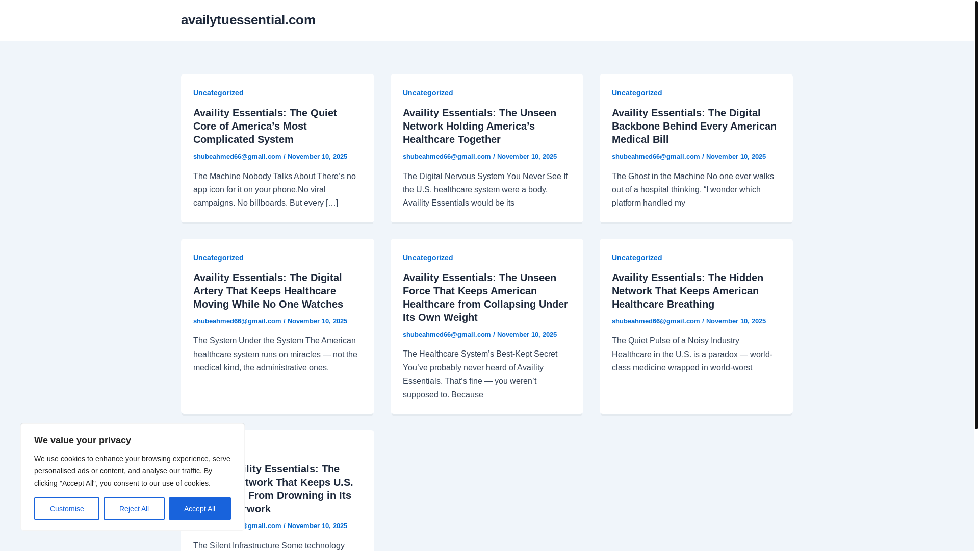 website screenshot of https://availytuessential.com/