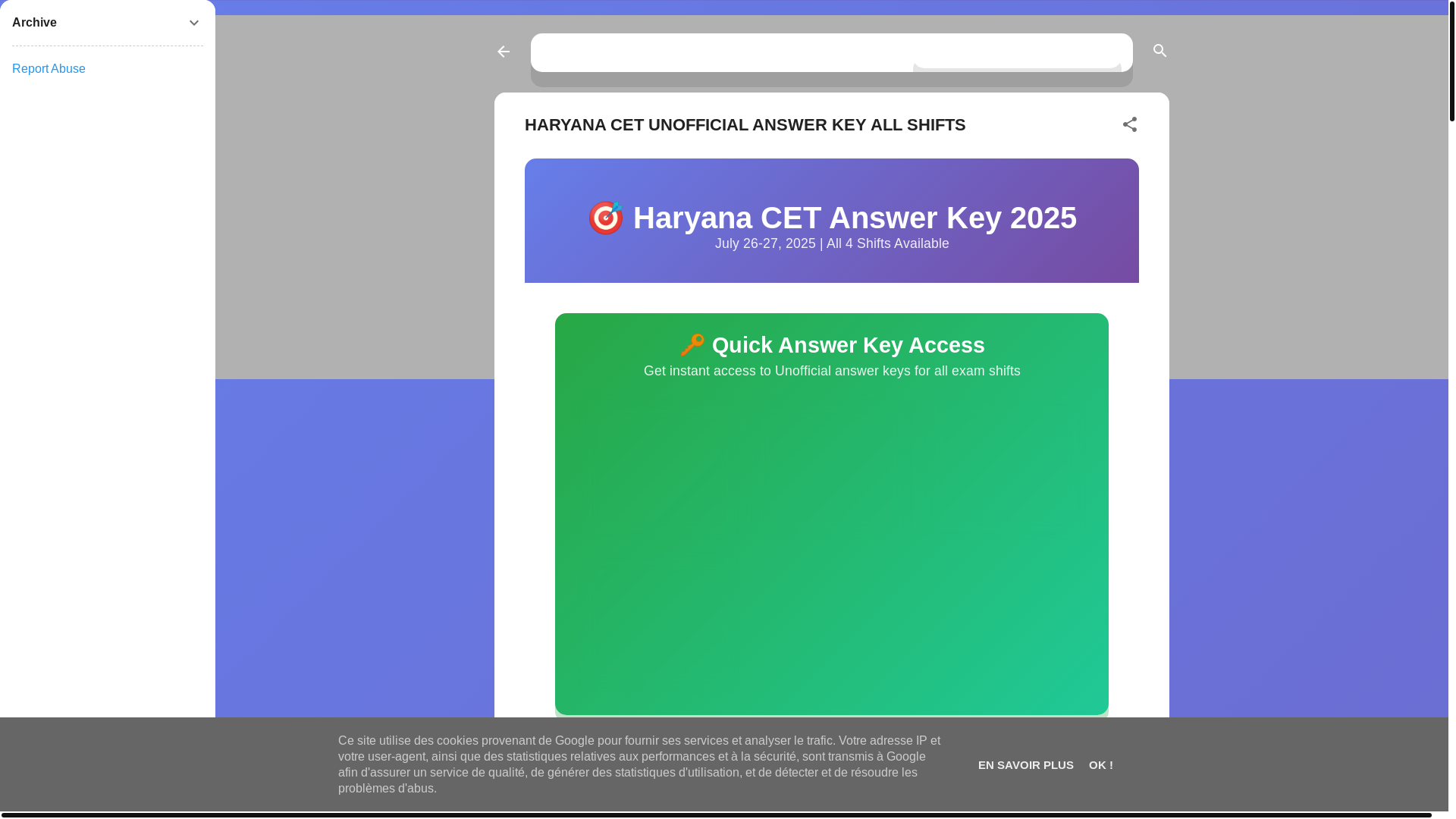 website screenshot of https://haryana-cet-answer-key.blogspot.com/p/haryana-cet.html
