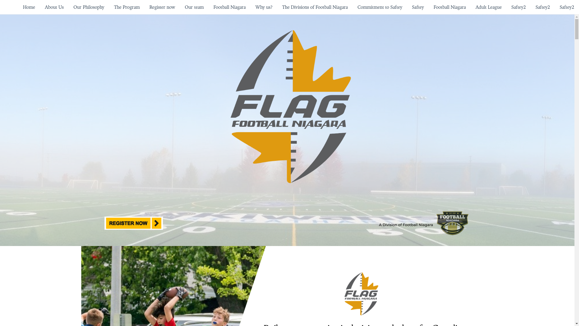 website screenshot of https://flagfootballniagara.com/