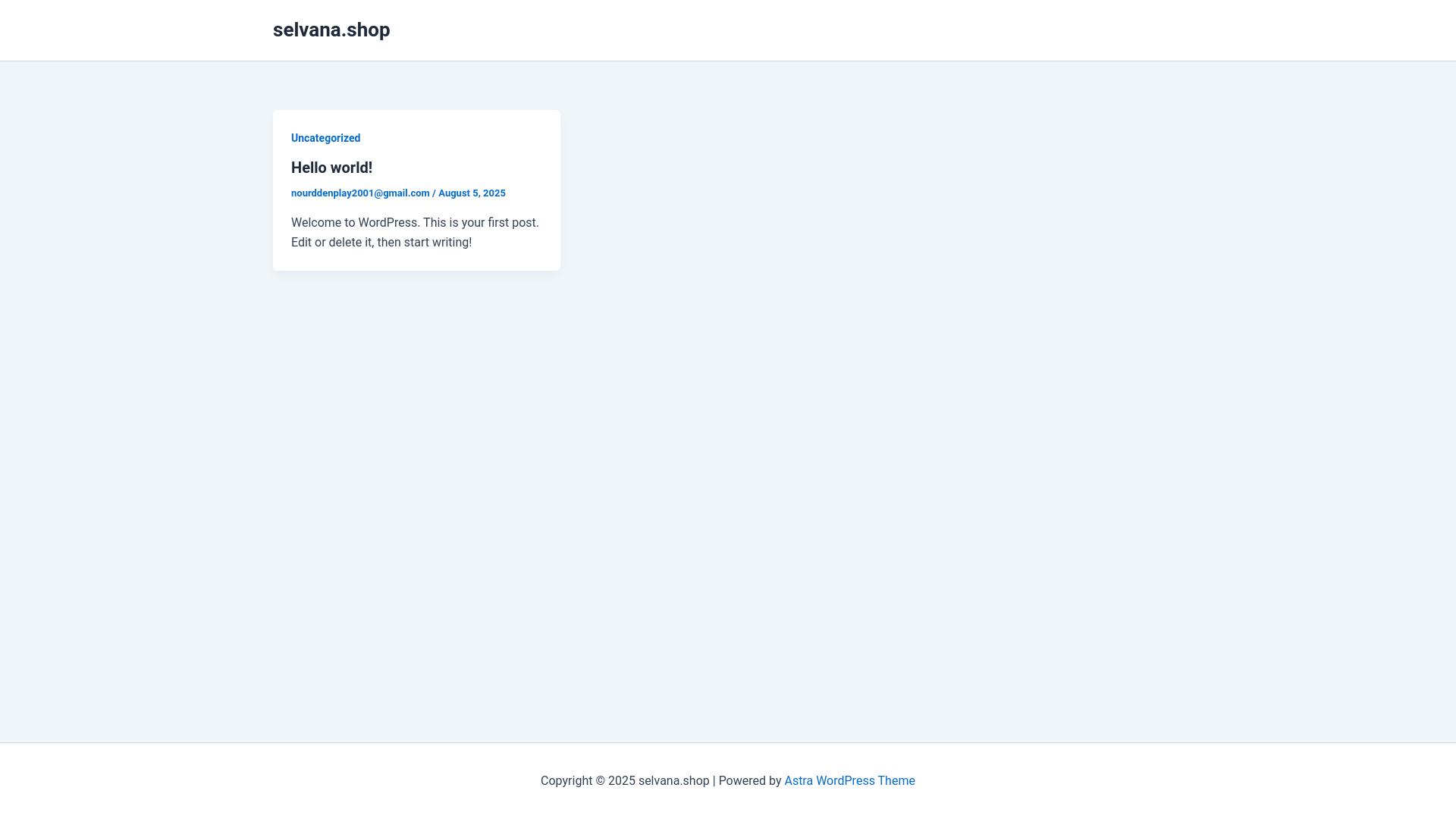 website screenshot of https://selvana.shop/