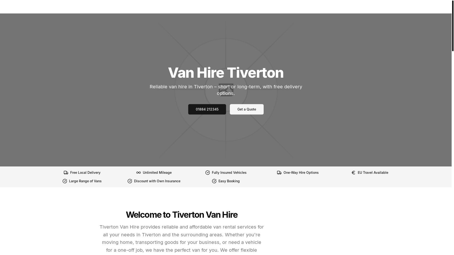 website screenshot of https://vanhiretiverton.co.uk/