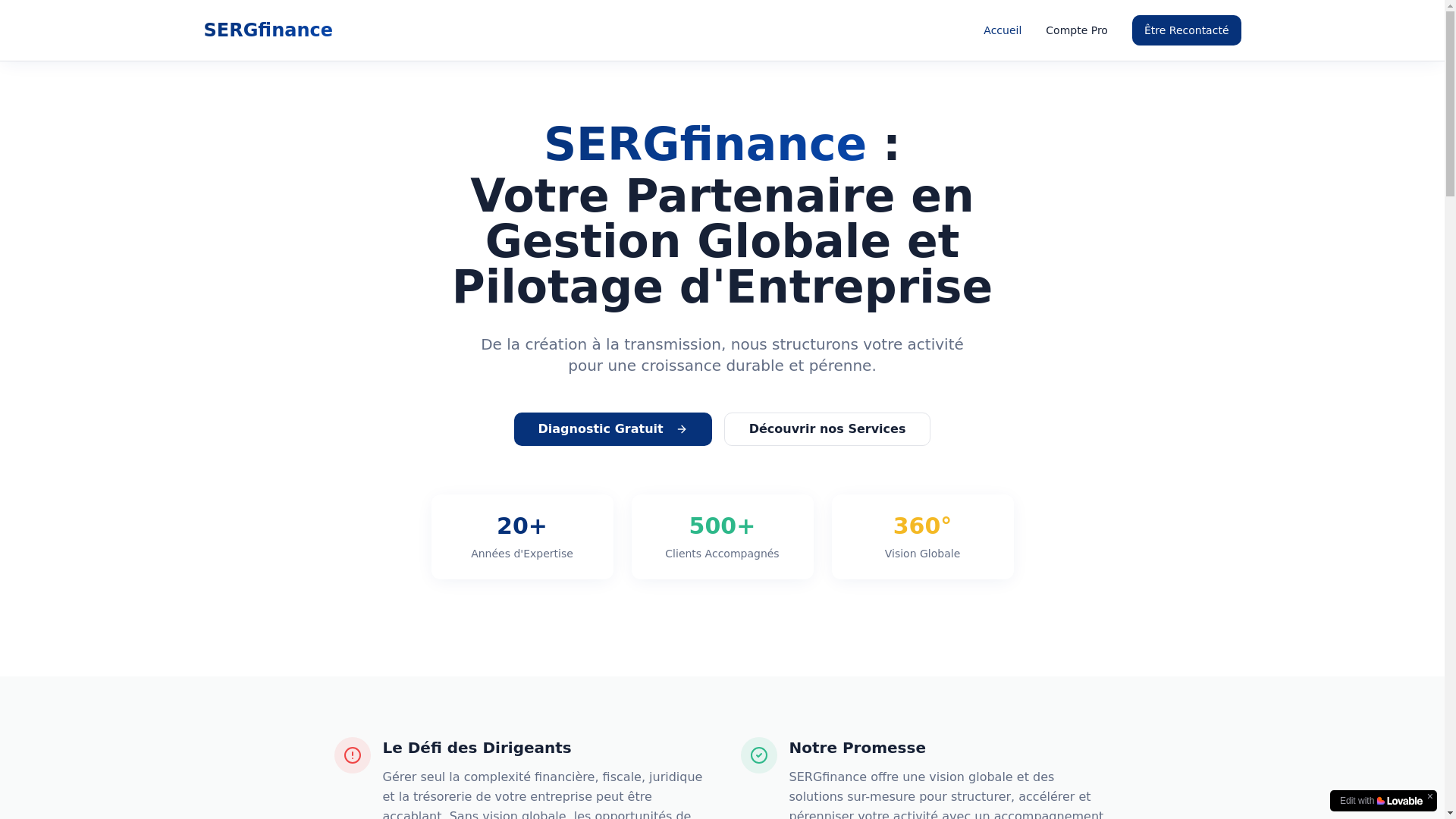 website screenshot of https://sergfinance.fr/