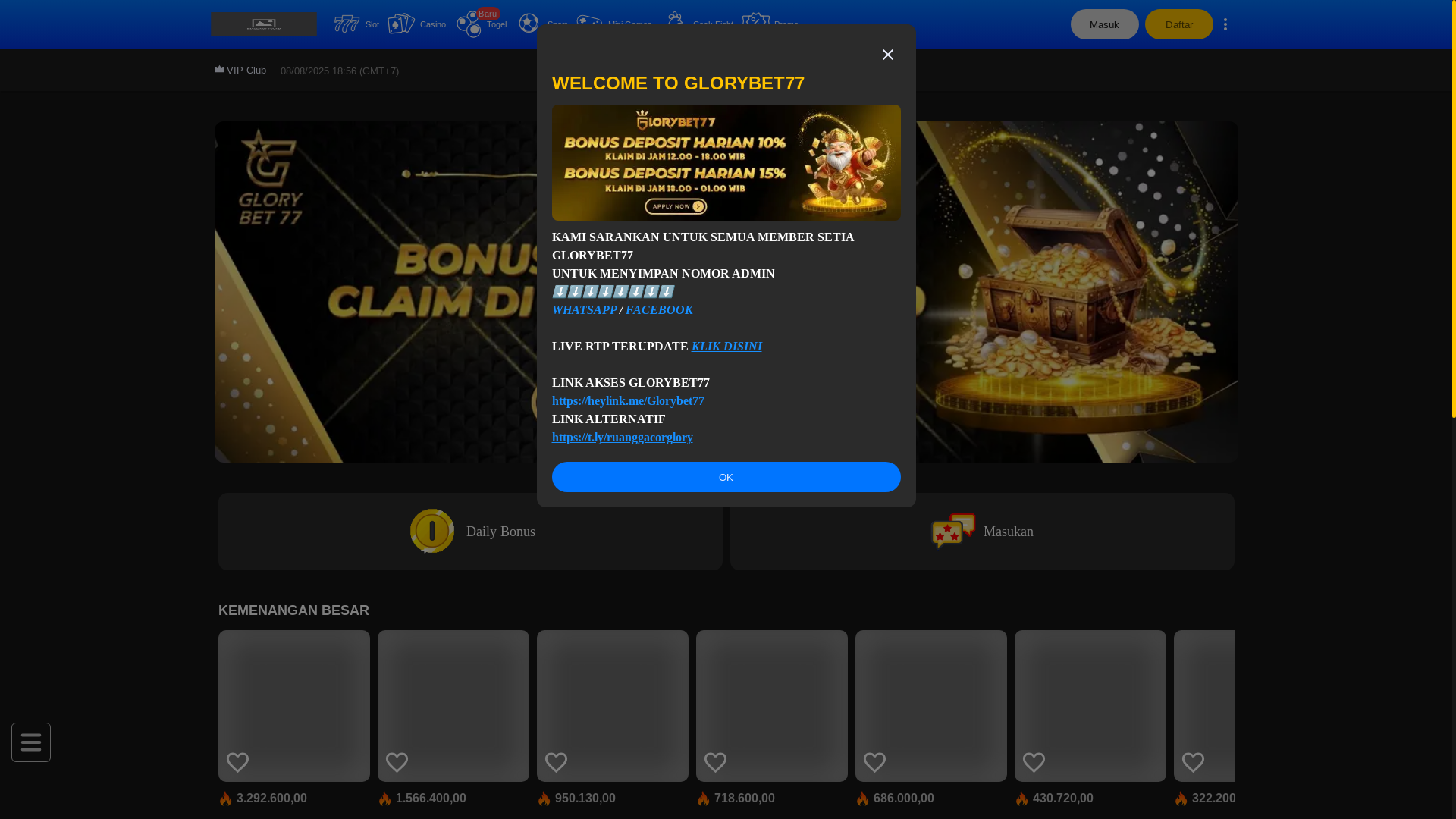 website screenshot of https://glorybet77-space.xyz/