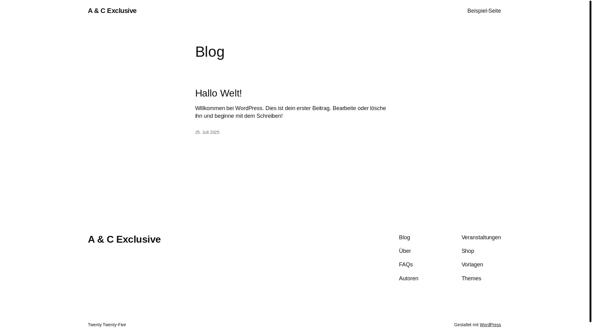 website screenshot of https://a-c-exclusive.de/