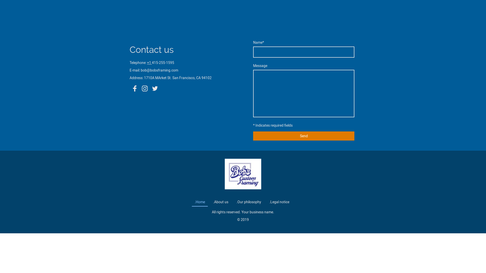 website screenshot of https://bobsframingsf.com/