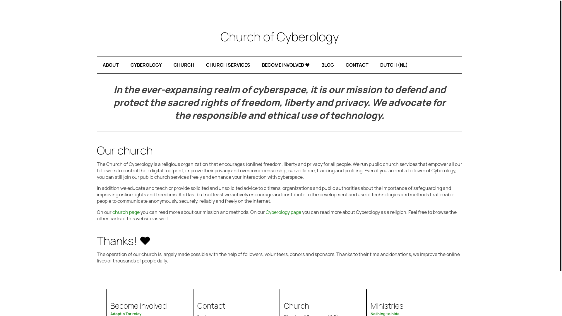 website screenshot of https://cyberology.church/