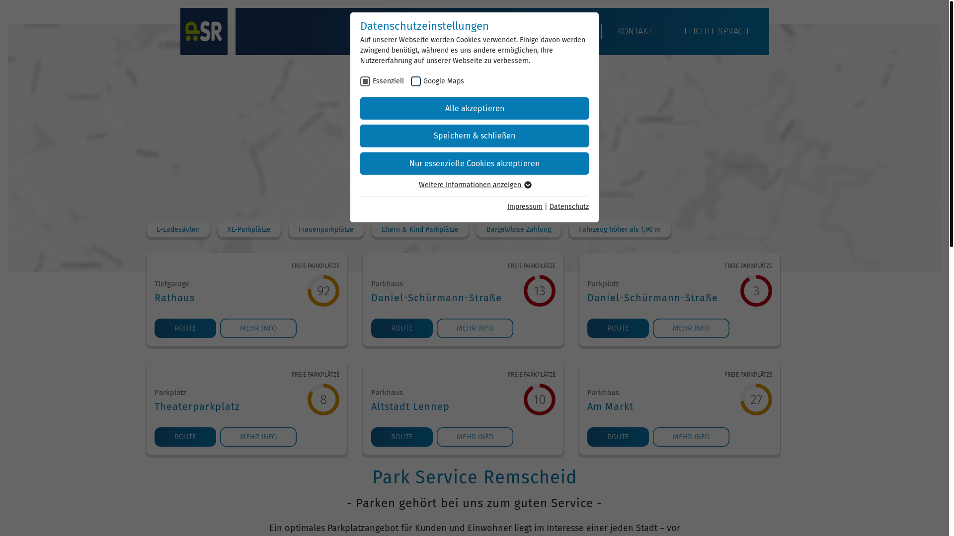 website screenshot of https://parkservice-remscheid.de/
