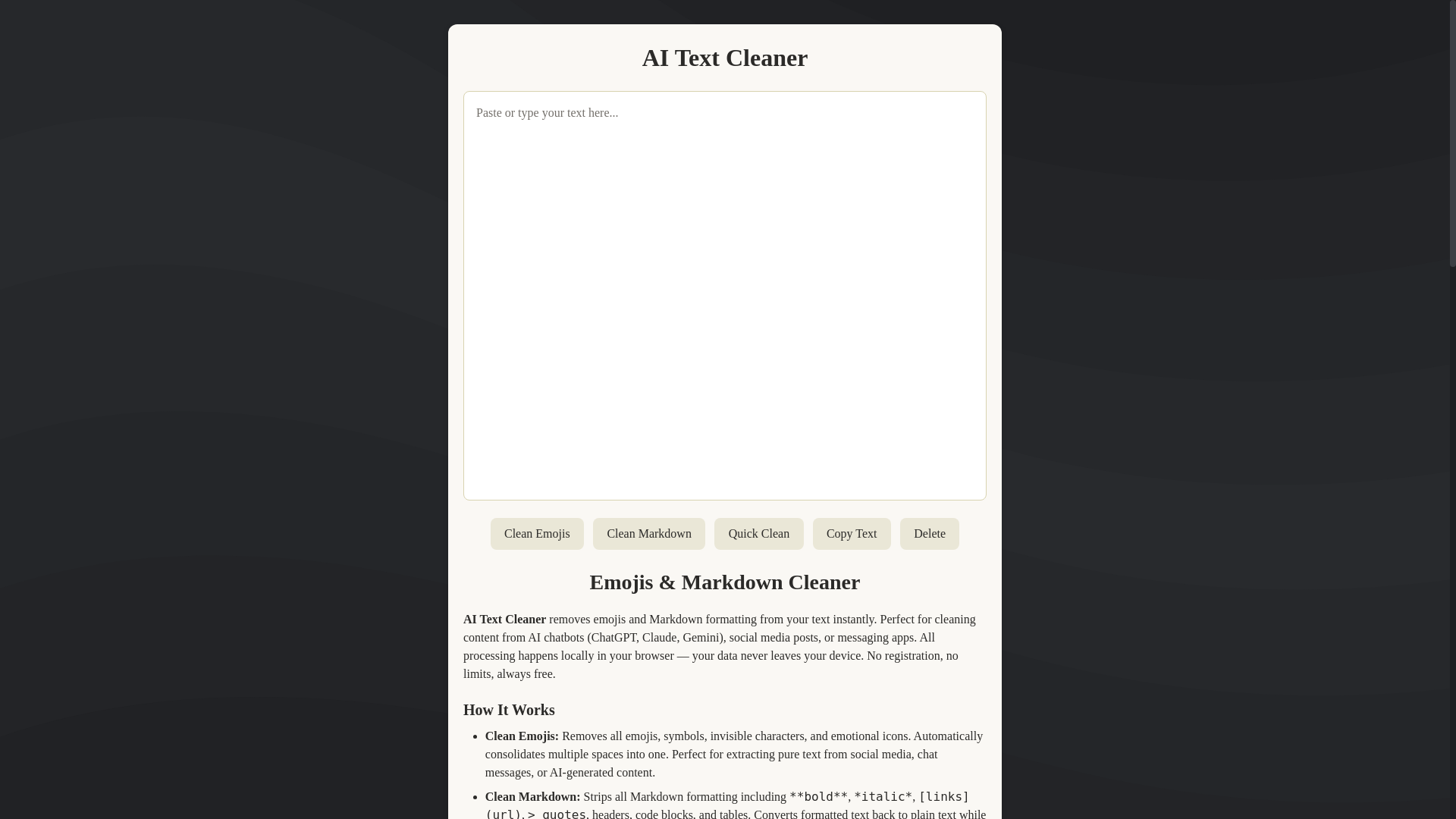 website screenshot of https://textcleaner.pages.dev/