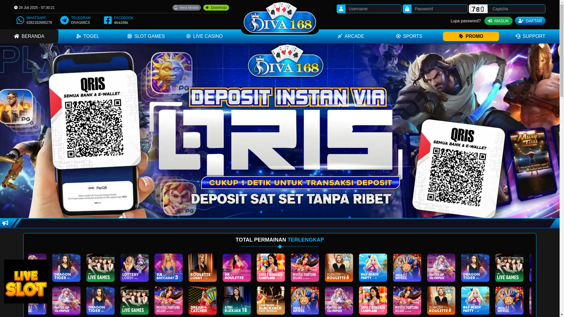 website screenshot of https://diva168plus.com/