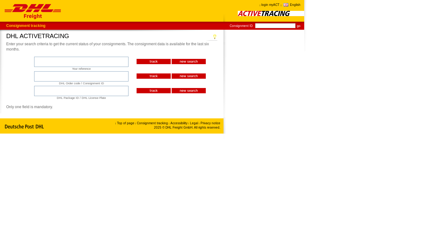 website screenshot of https://activetracing.dhl.com/