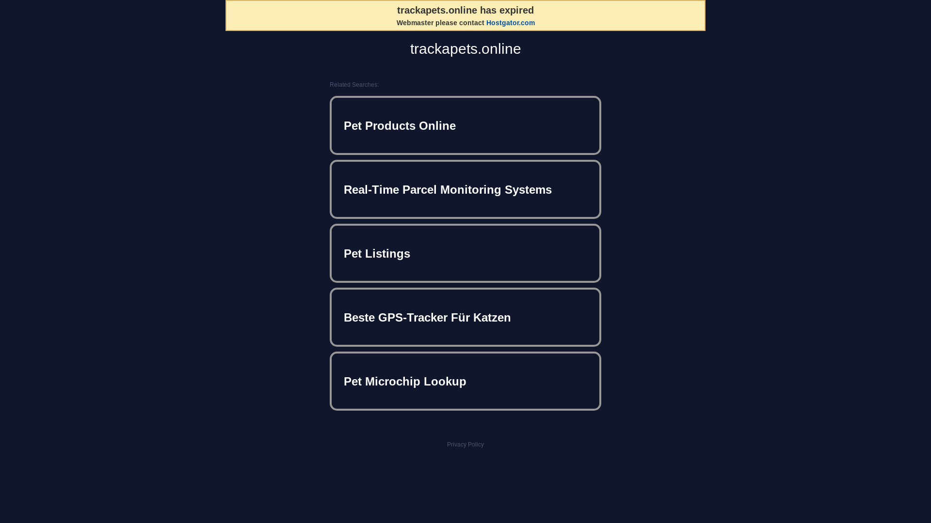 website screenshot of https://trackapets.online/