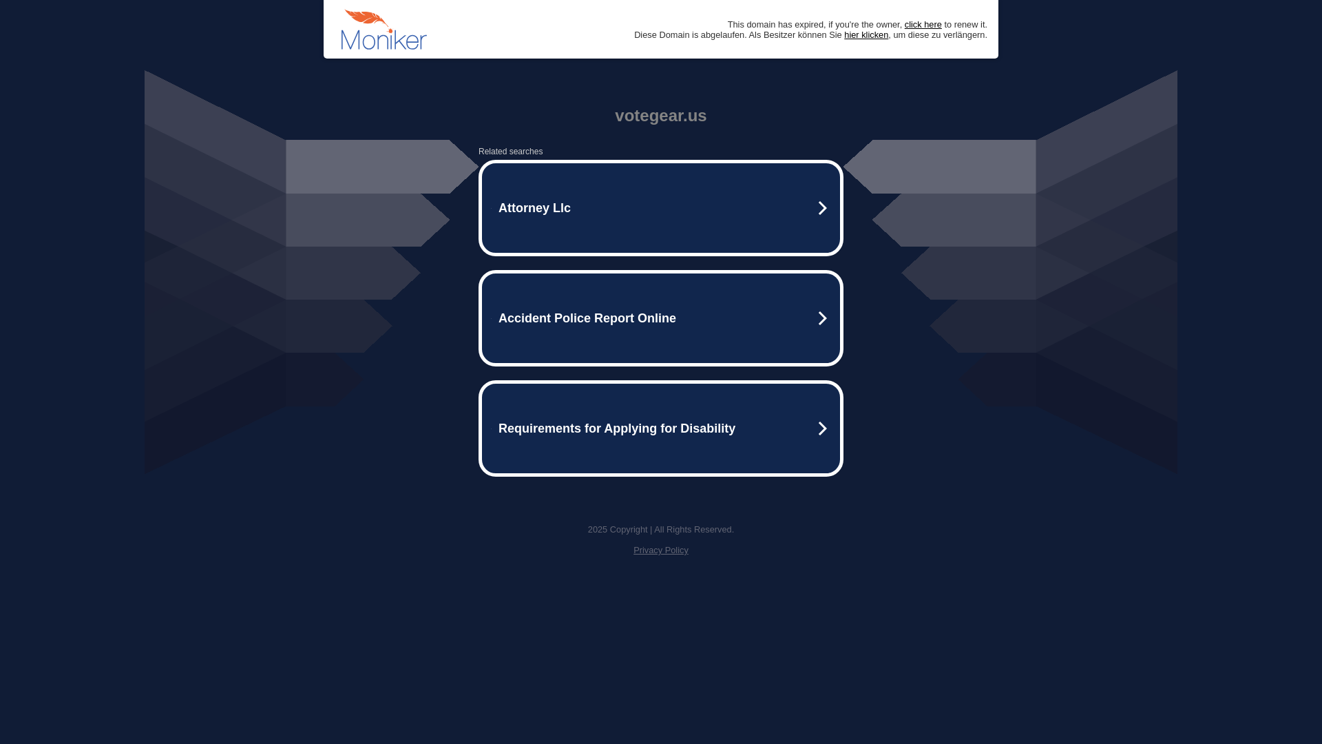 website screenshot of https://votegear.us/
