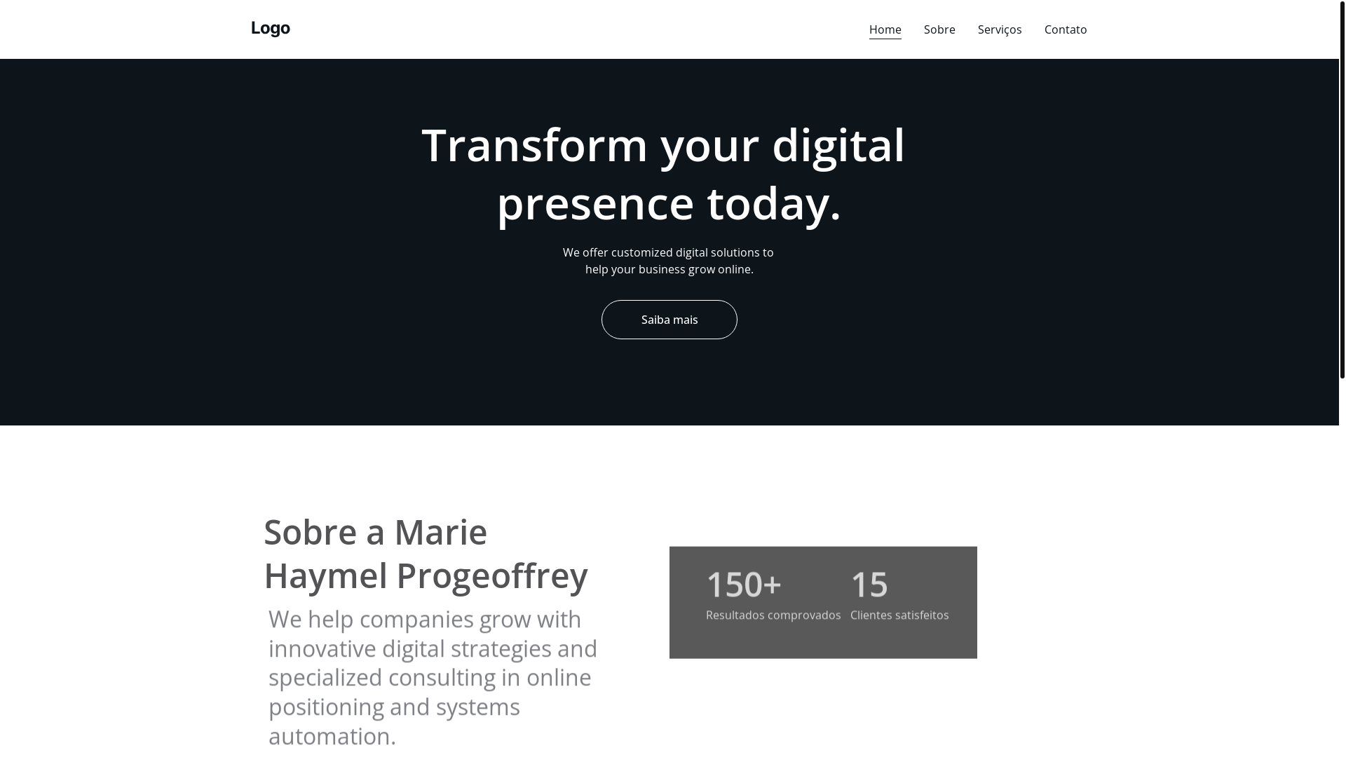 website screenshot of https://mariehaymelprogeoffrey.com/