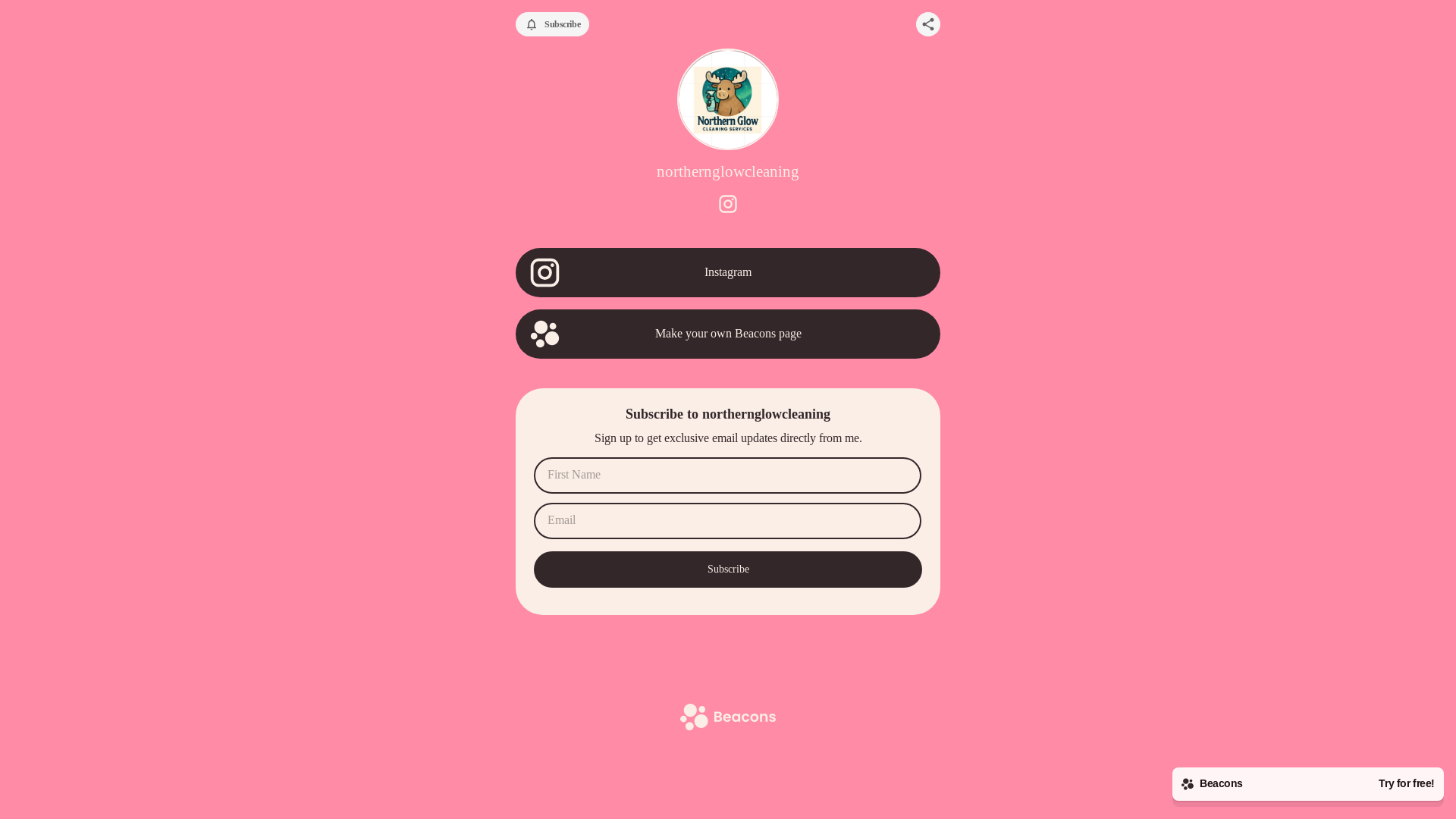 website screenshot of https://northernglowcleaning.store/