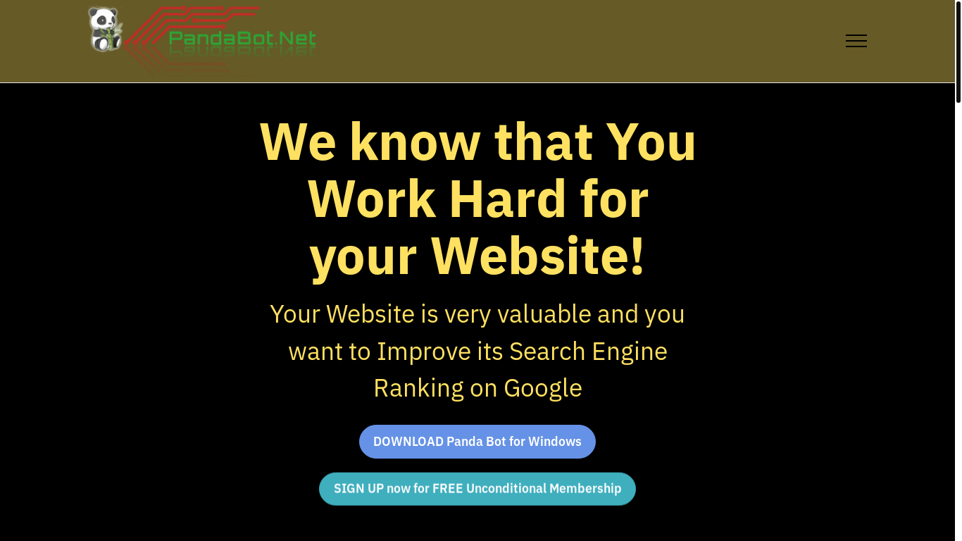 website screenshot of https://pandabot.net/