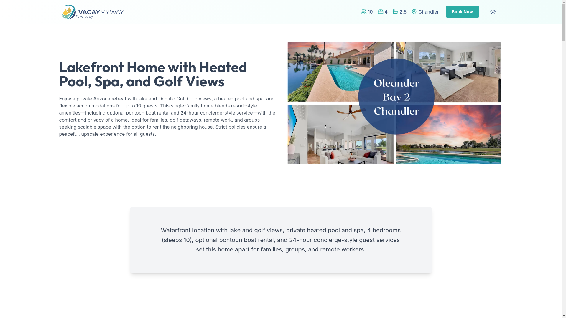 website screenshot of https://tranquilpool.vacations/