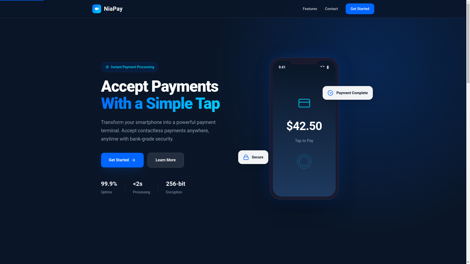 website screenshot of https://niapay.app/