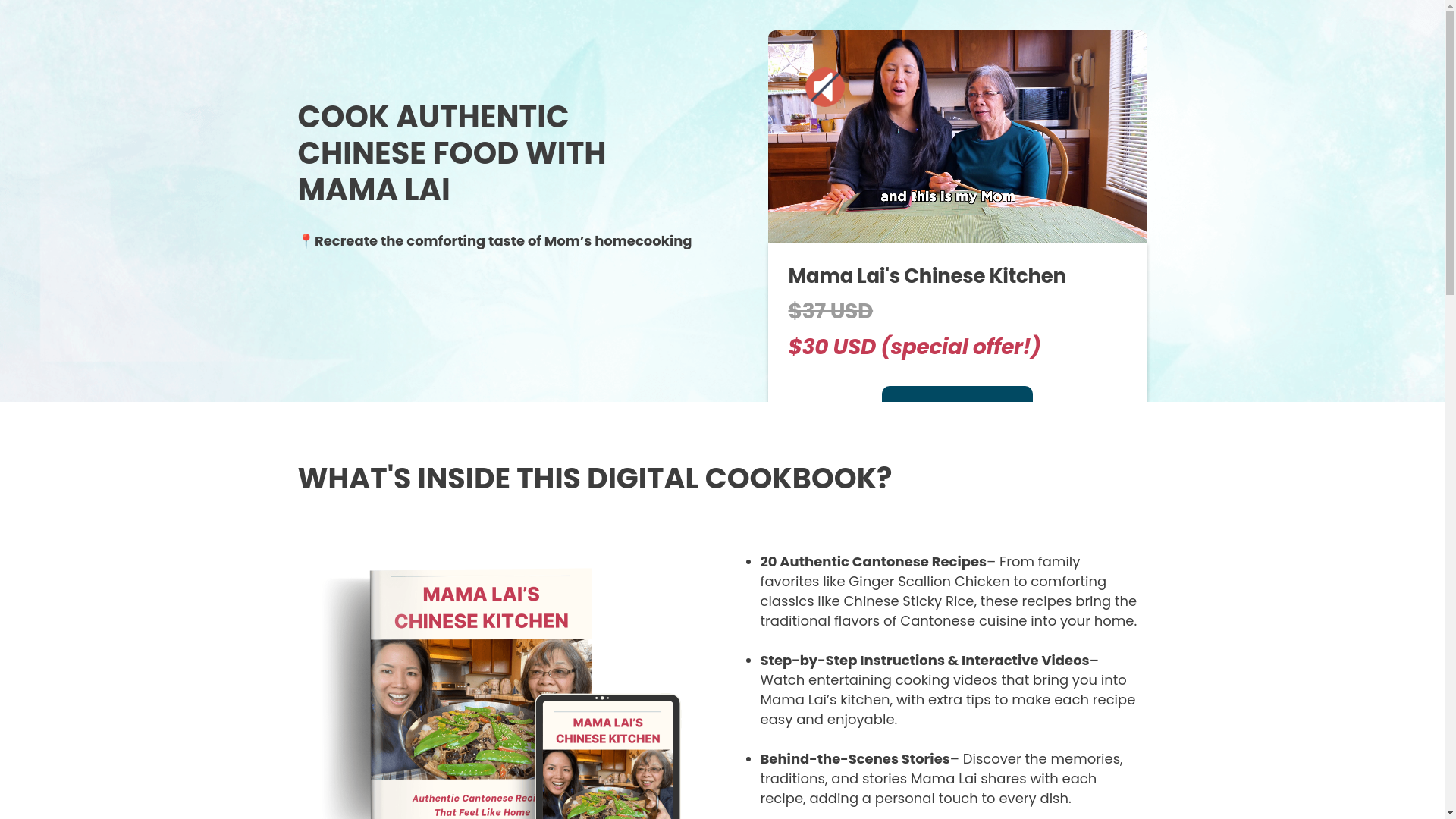 website screenshot of https://mamalaicooks.com/