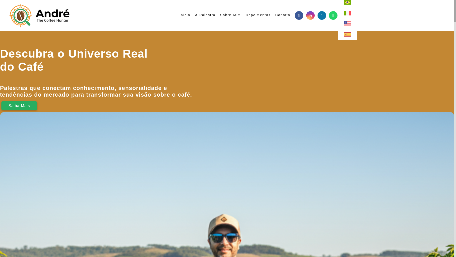 website screenshot of https://andrethecoffeehunter.com.br/